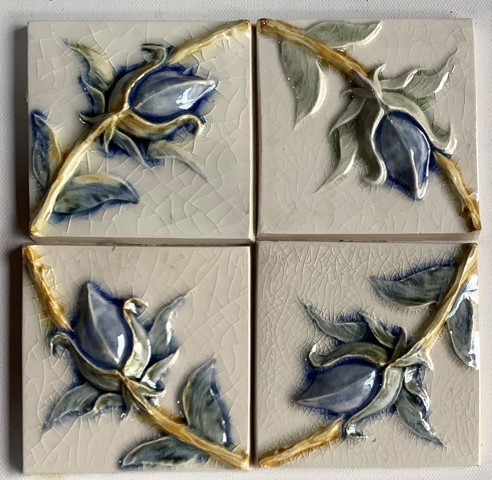 Pratt & Larson Handmade Botanical Relief Tiles 4-4”x4”