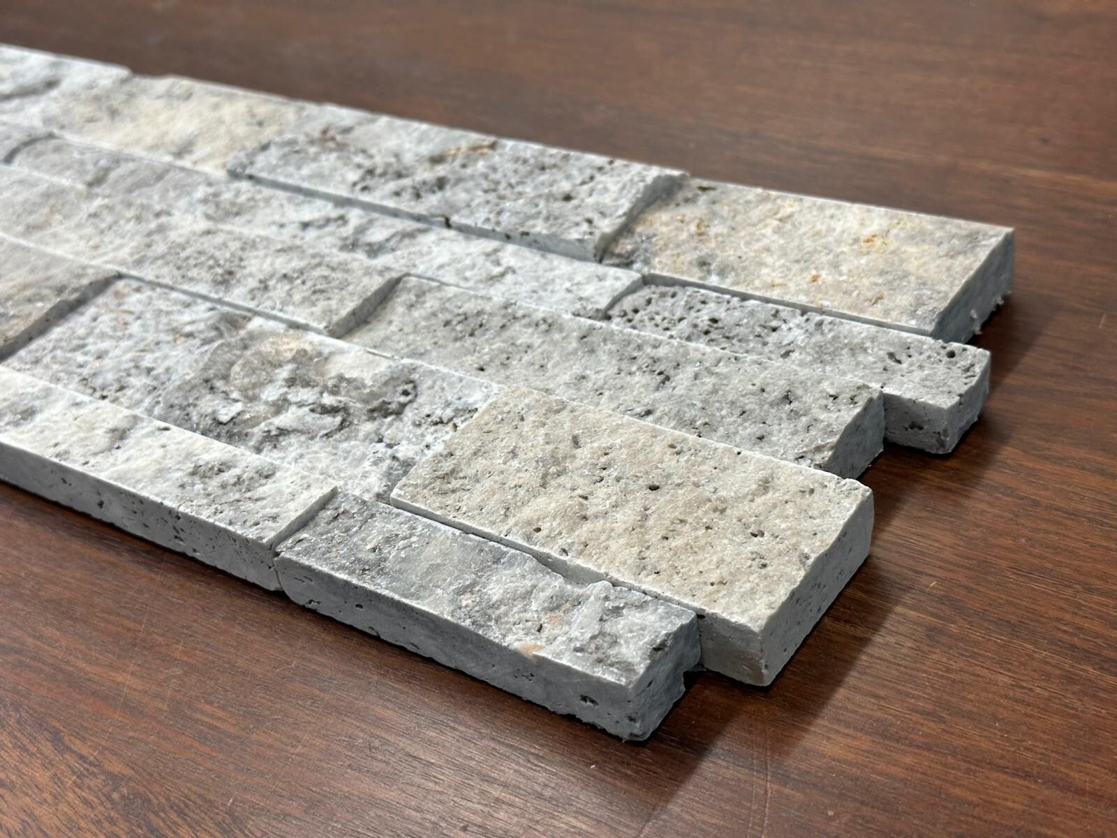 Silver Travertine Stacked Stone Ledger panel 7×20 – sample listing