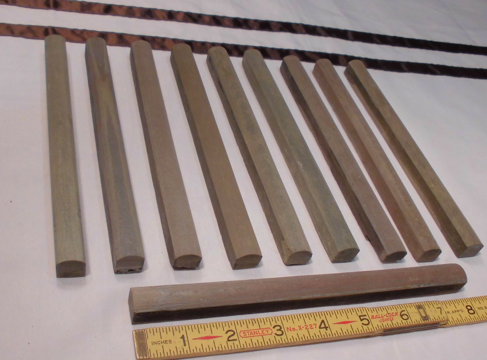 10 pcs. *Indian Reds* Natural Stone Pencil Liner Tiles…Domed 1/2″ X 8″ Mint
