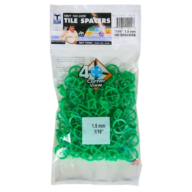 TAVY 1/16 in (1.5mm) Tile Spacers Green 2-Sided Plastic 100 Pack