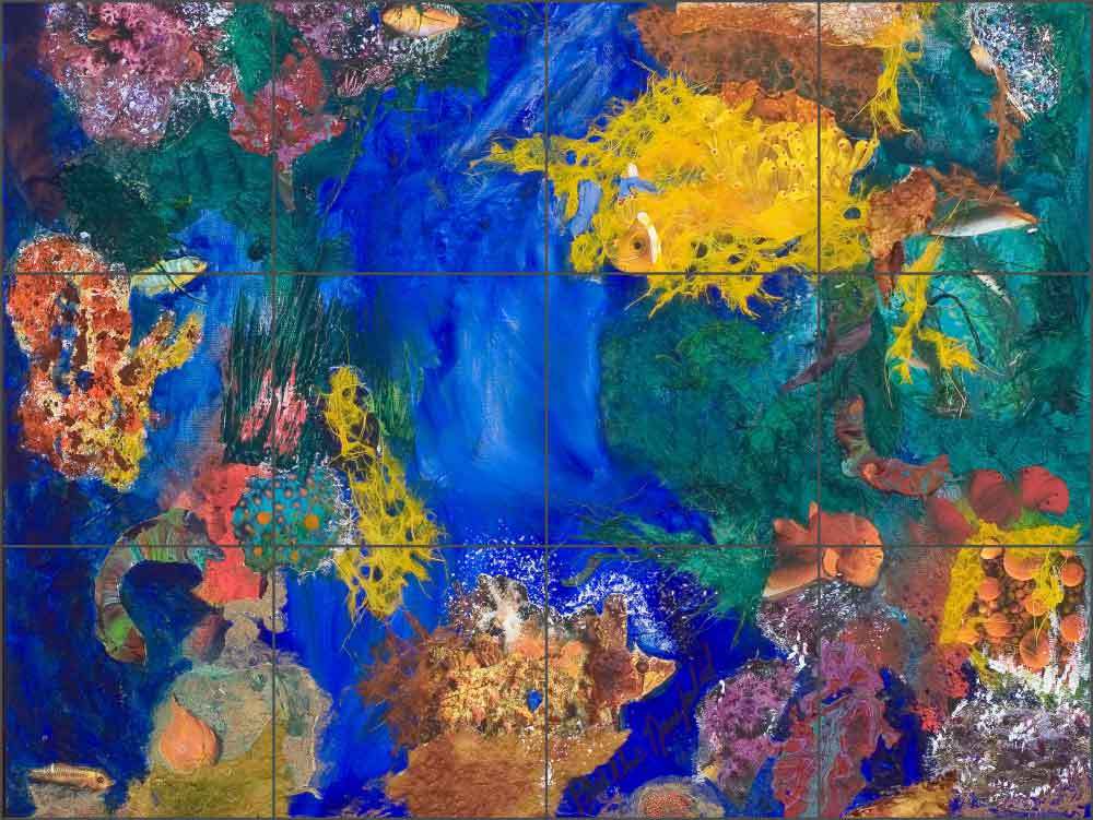 Ceramic Tile Mural Backsplash Neufeld Abstract Undersea Sea Life Art PNA036