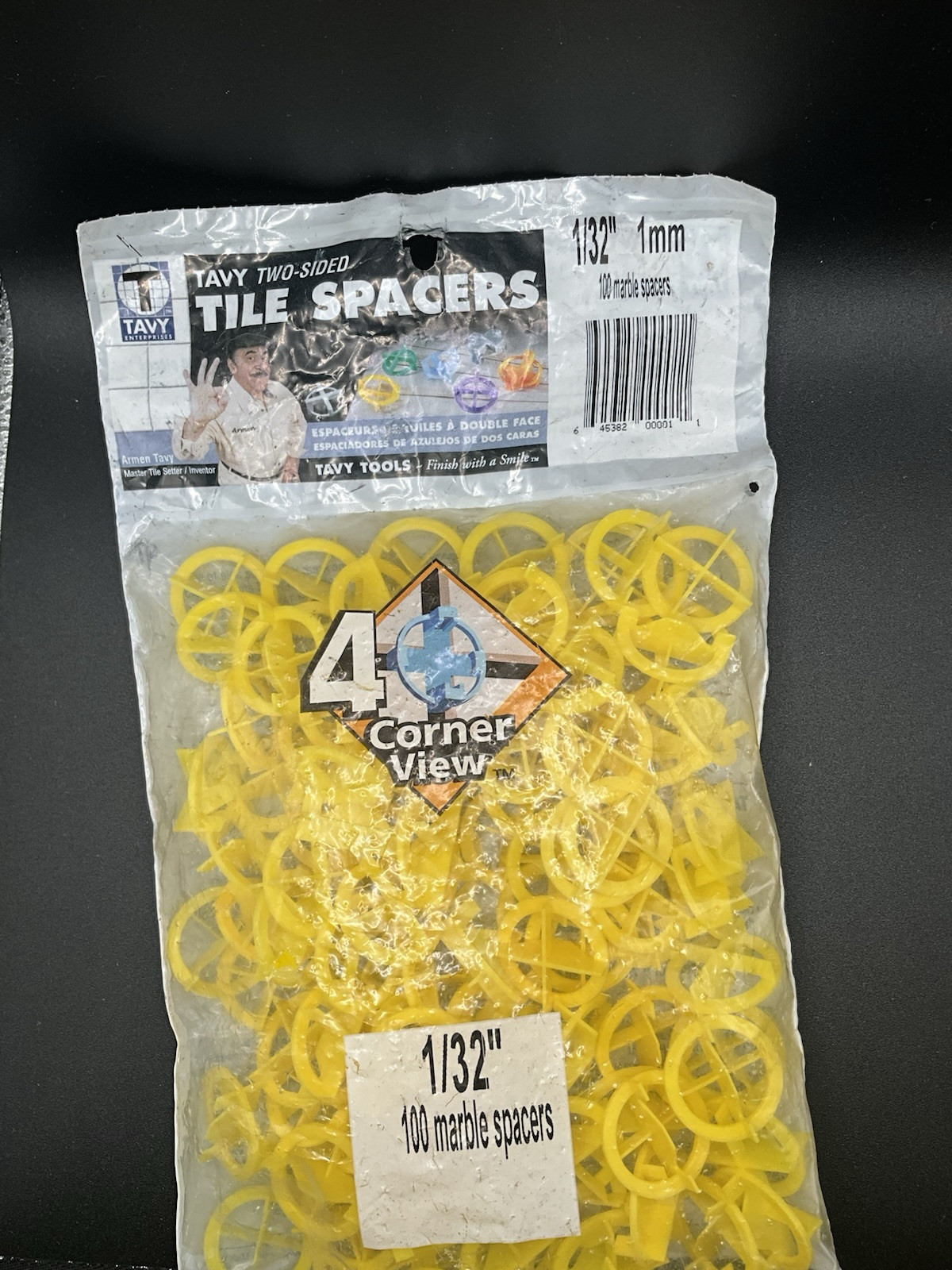 Tavy Two-Sided Tile Spacers 1/32″ 1mm 100 count 4 corner view