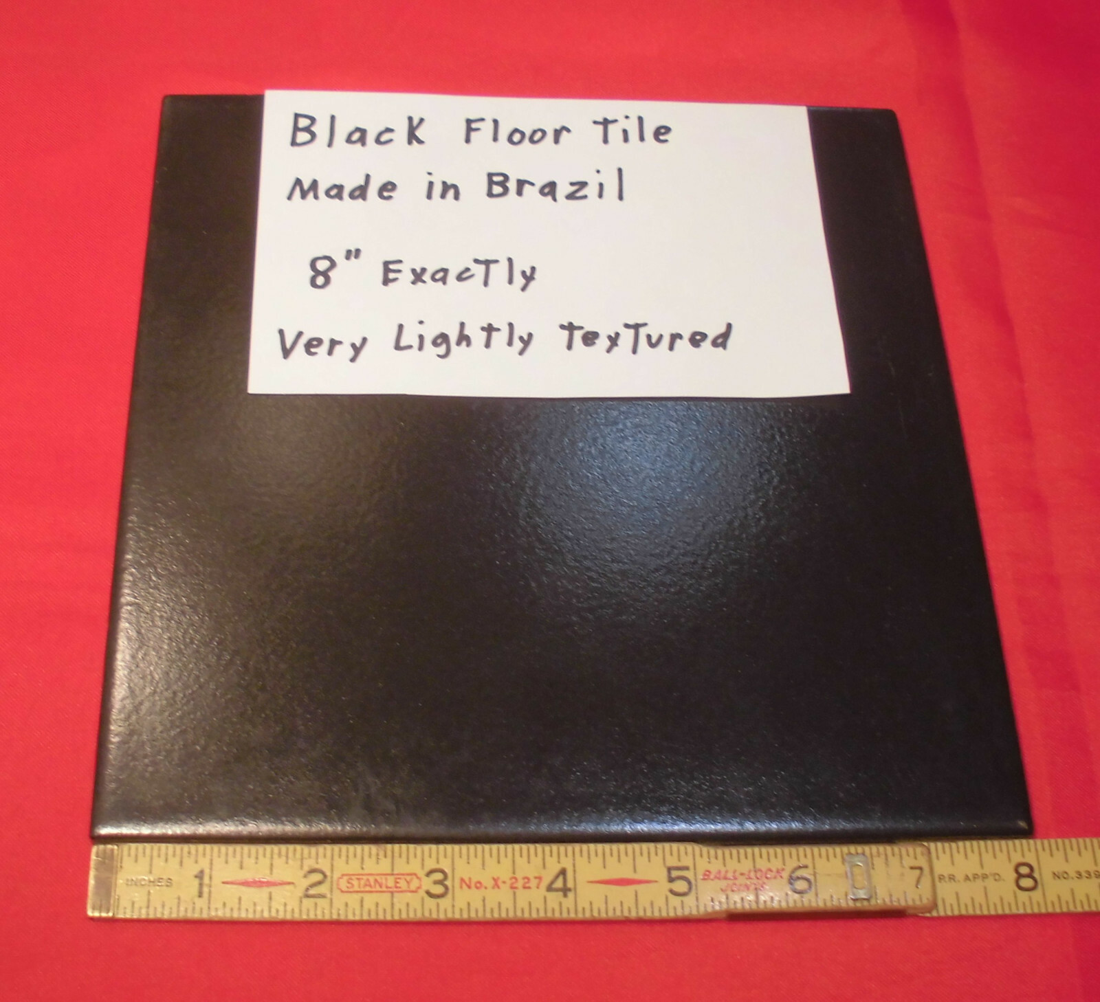 1 pc. *Rich Black* Ceramic / Porcelain Floor Tile 8″ X 8″ Lightly-Textured NEW