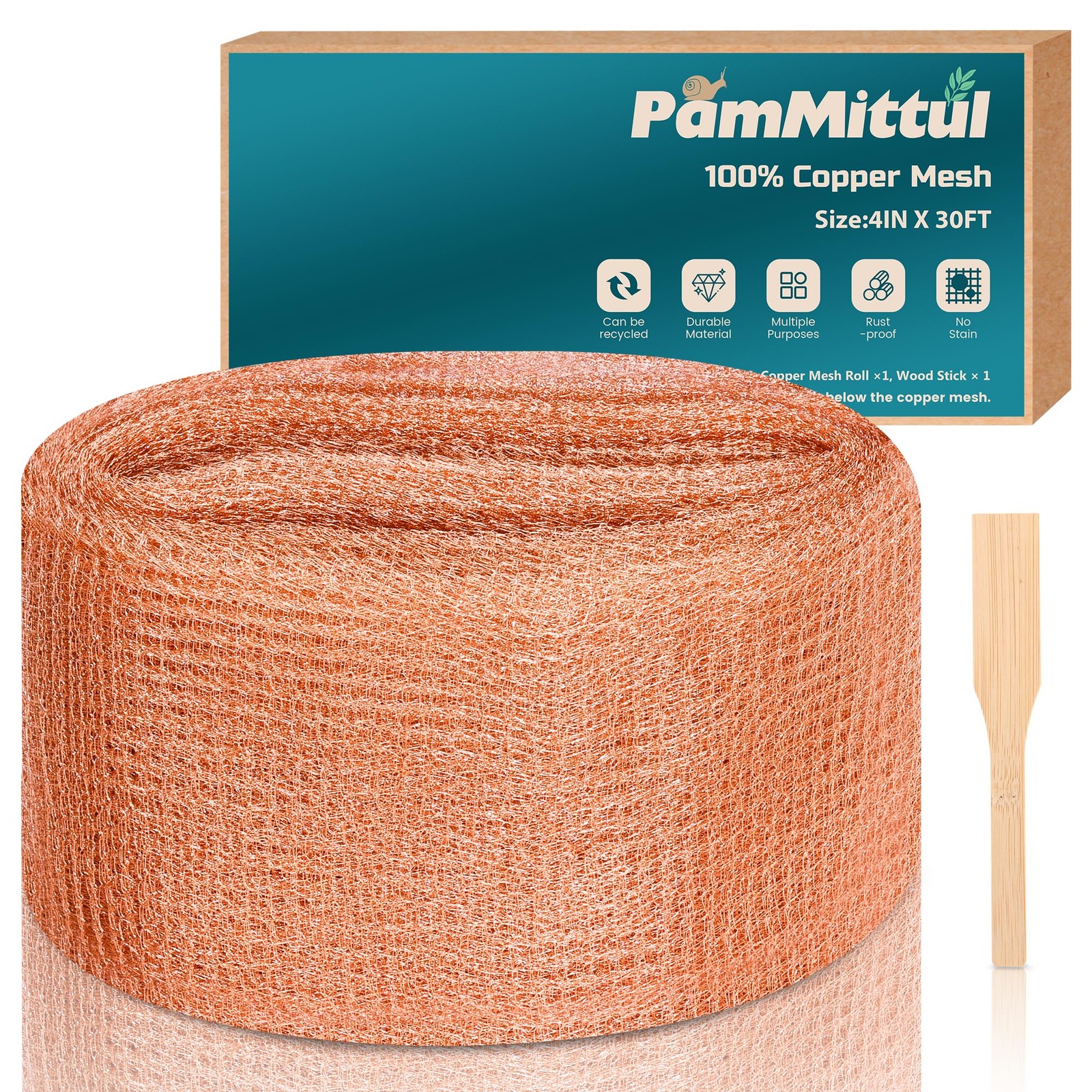 Copper Mesh Rodent Control 4in x 30ft Rustproof Pure Copper Roll New