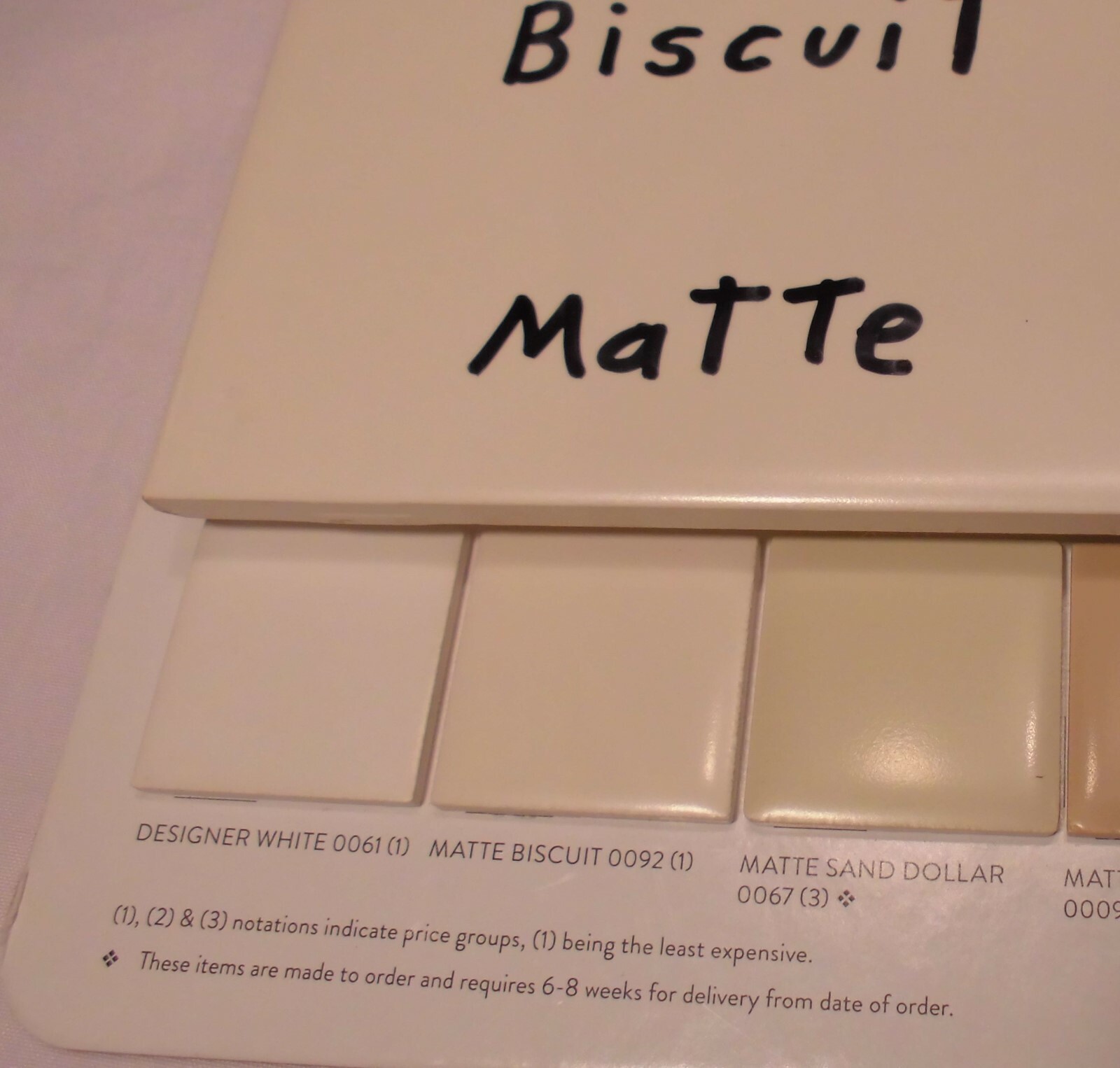 1 pc. 6″ X 6″ Ceramic Tile *Matte Biscuit* by American Olean from late 1990’s
