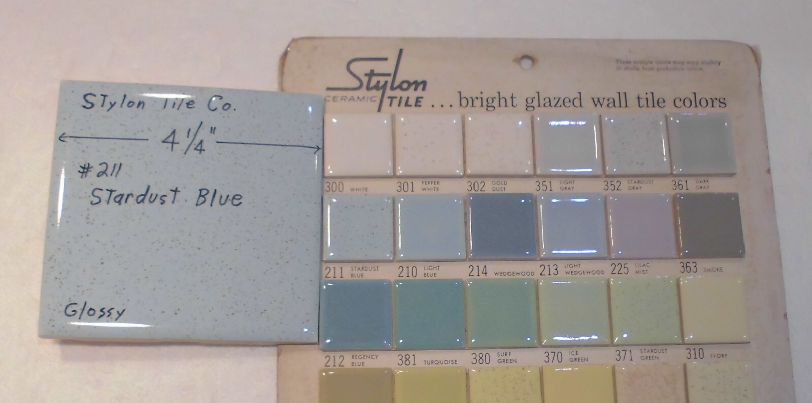 1 pc. Stardust Blue: 4-1/4″ Glossy Speckled Ceramic Tile by Stylon, Clean, Used