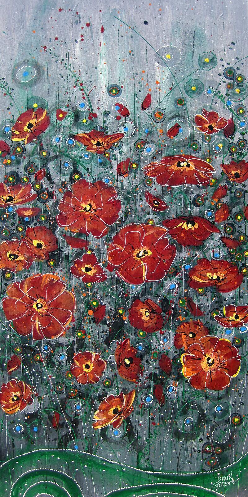 Ceramic Backsplash Tile Mural Floral Flower Kitchen/Bathroom – Red Poppies