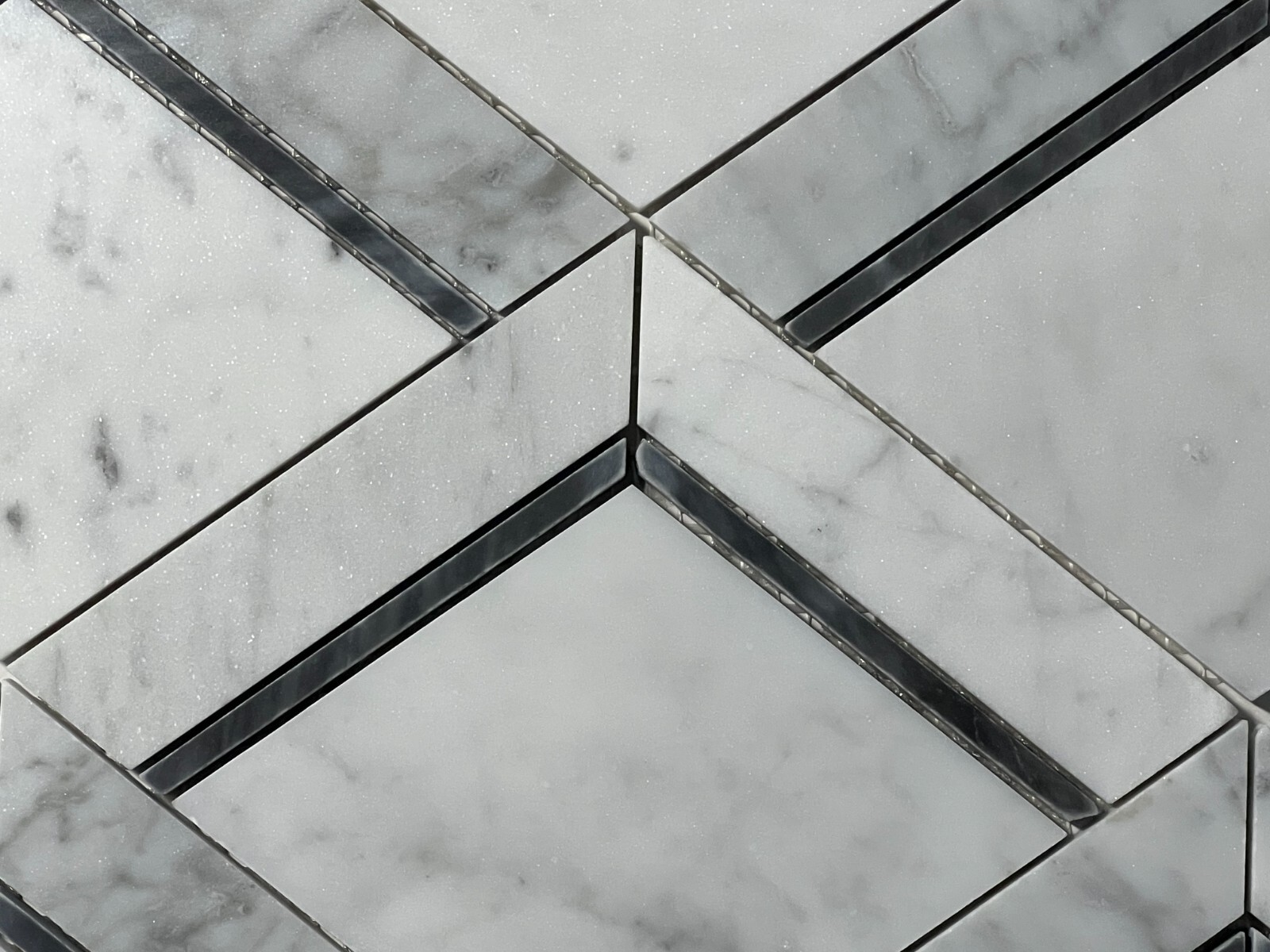S23 Carrara White Grey Marble Diamond Mosaic Tile Kitchen Bathroom, 7 sheets