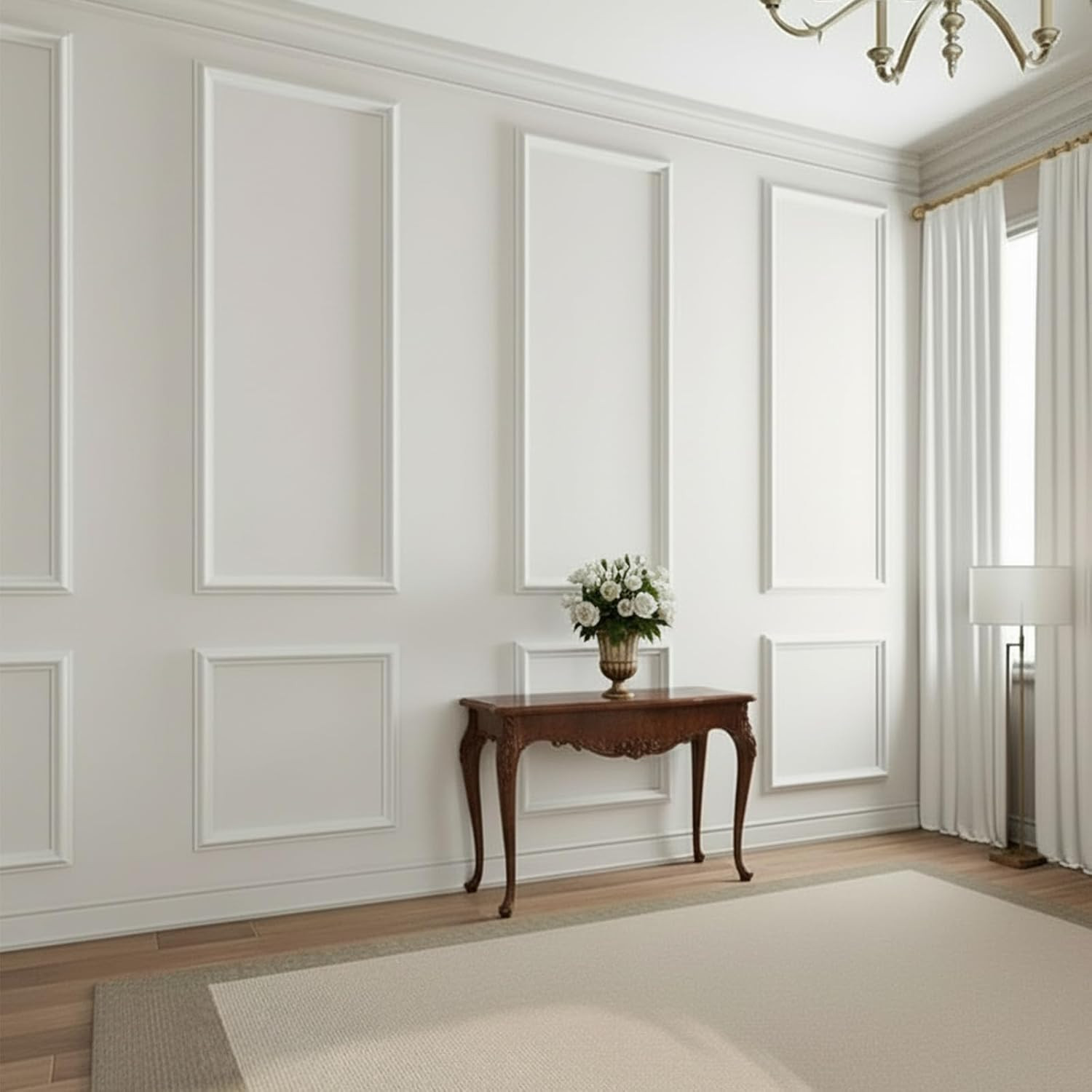 Peel and Stick Wainscoting Panels – Pre-Cut Wall Molding Kit, 3 Set 54×24 In