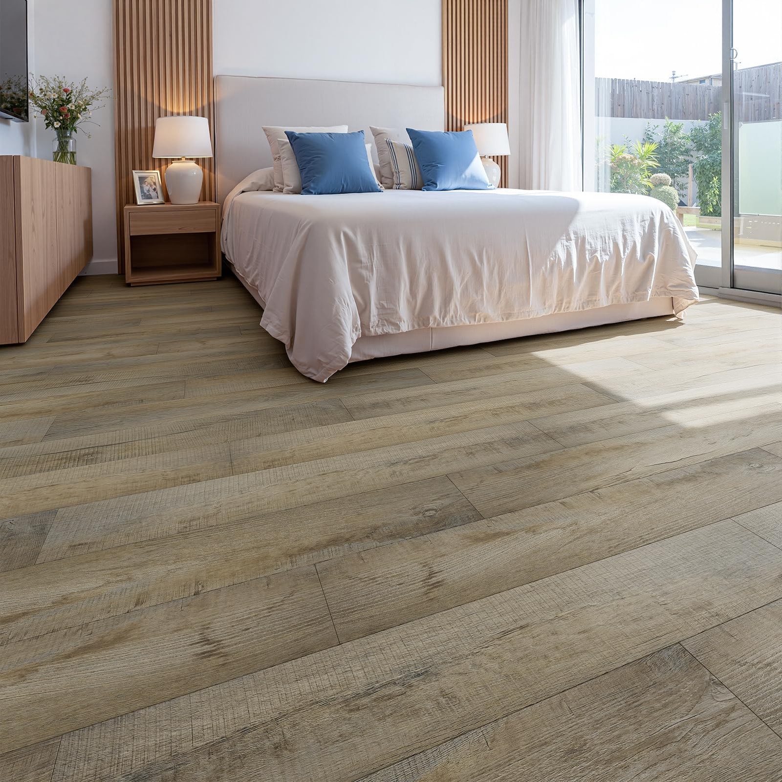 Peel and Stick Vinyl Flooring, 36-Pack 54 Sq.Ft Wood Grain Waterproof Rigid C…