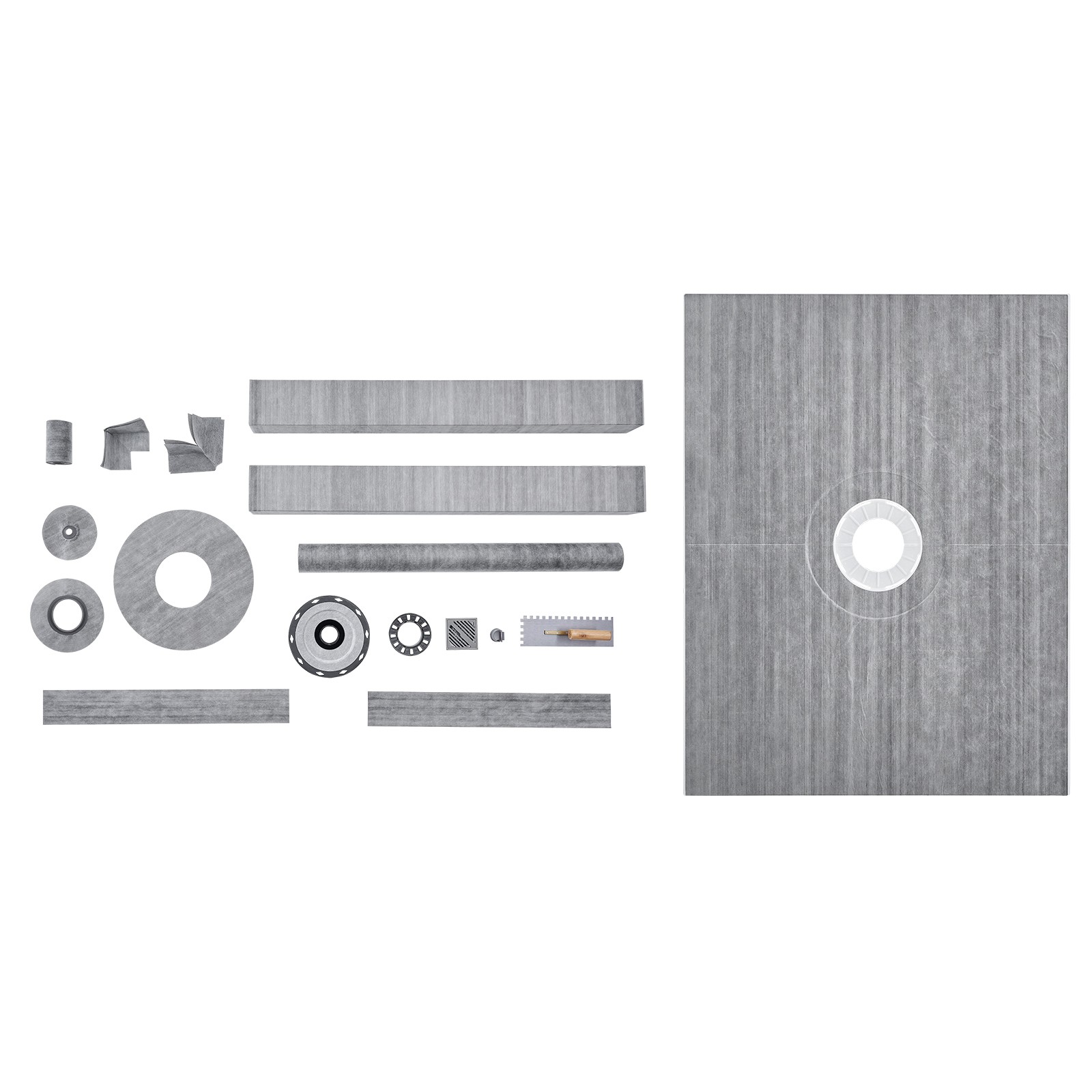 Uimoso Shower Curb Kit Shower Pan Kit 60×48″ w/ 2″ Central Flange PVC Waterproof