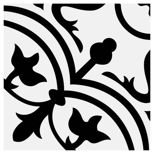 8×8 Flora Black White Porcelain Floor and Wall Tile By Squarefeet Depot