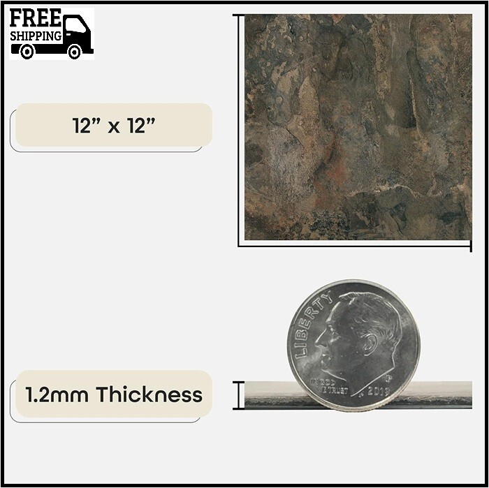 Nexus Self Adhesive 12-Inch Vinyl Floor Tiles, 20 Tiles – 12″ x 12″, Dark Slate