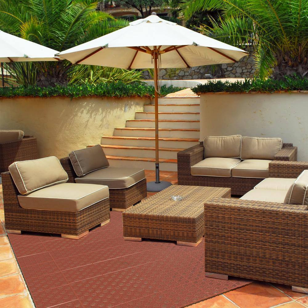 Terracotta 11.5 In. X 11.5 In. X 0.5 In. Polypropylene Flooring Tiles (12-Per Ca