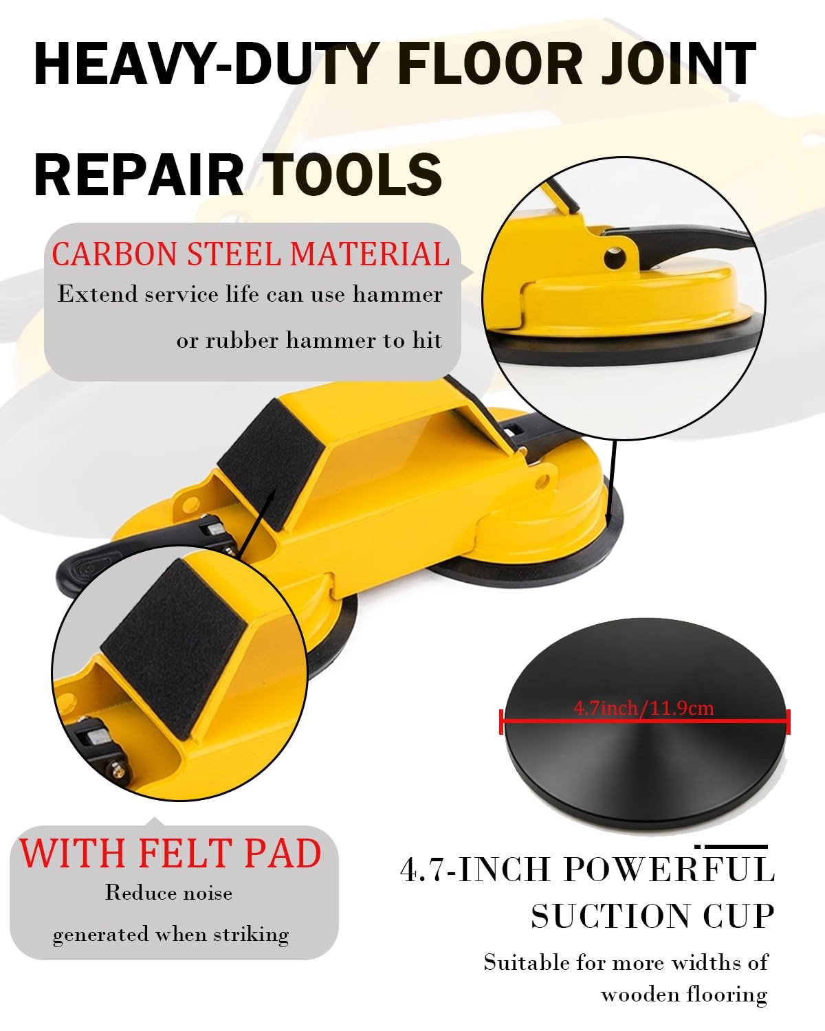 Happyer Floor Gap Fixer Tool Kit Dual Suction Cup Carbon Steel Laminate