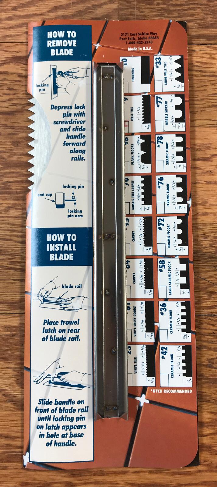 Barwalt 31091 Tile and Wood Flooring Trowel Blade #09