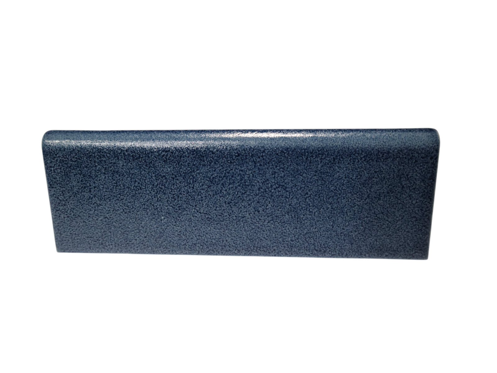 Blue Ceramic Bullnose Tile Subway Trim Crystalline Texture Mid Century Modern