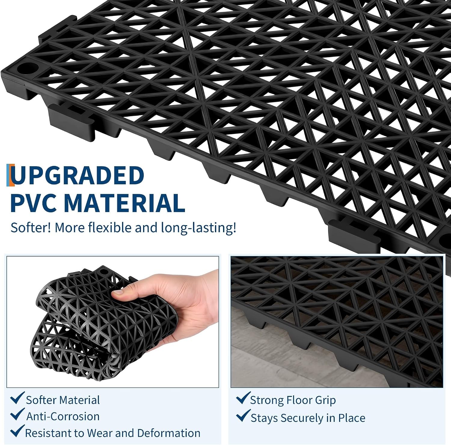 12×12″ Interlocking Garage Floor Tiles 50 PCS Deck Tile Snow Water Drainage