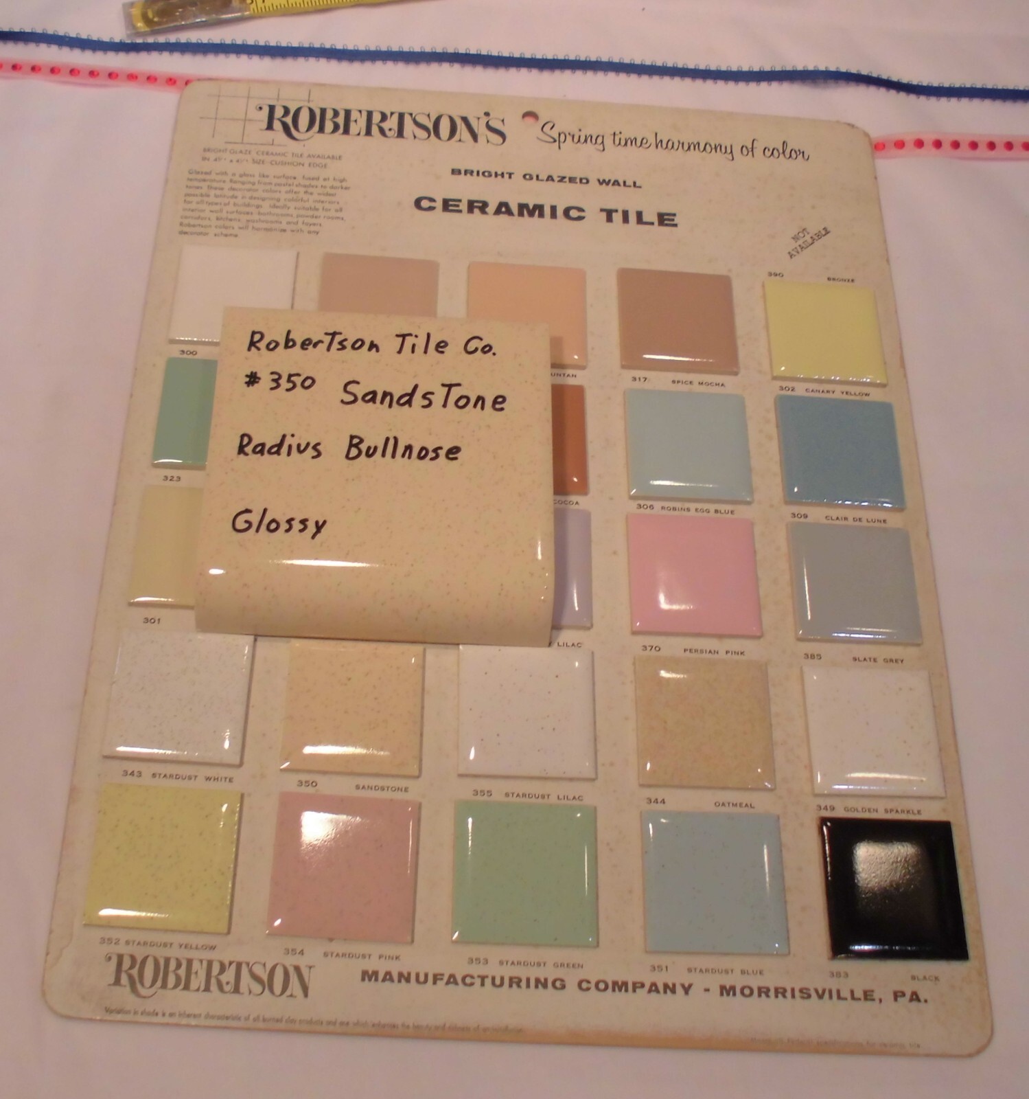 1 pc. Sandstone: Glossy Radius Bullnose Ceramic Tile 4-5/16″ by Robertson Co.