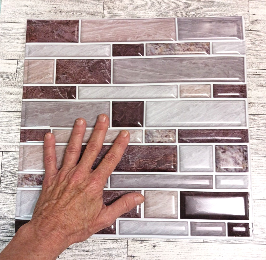 Wall Tile Gray & multi-color granite pattern. 10 piece plastic self adhesive 12″