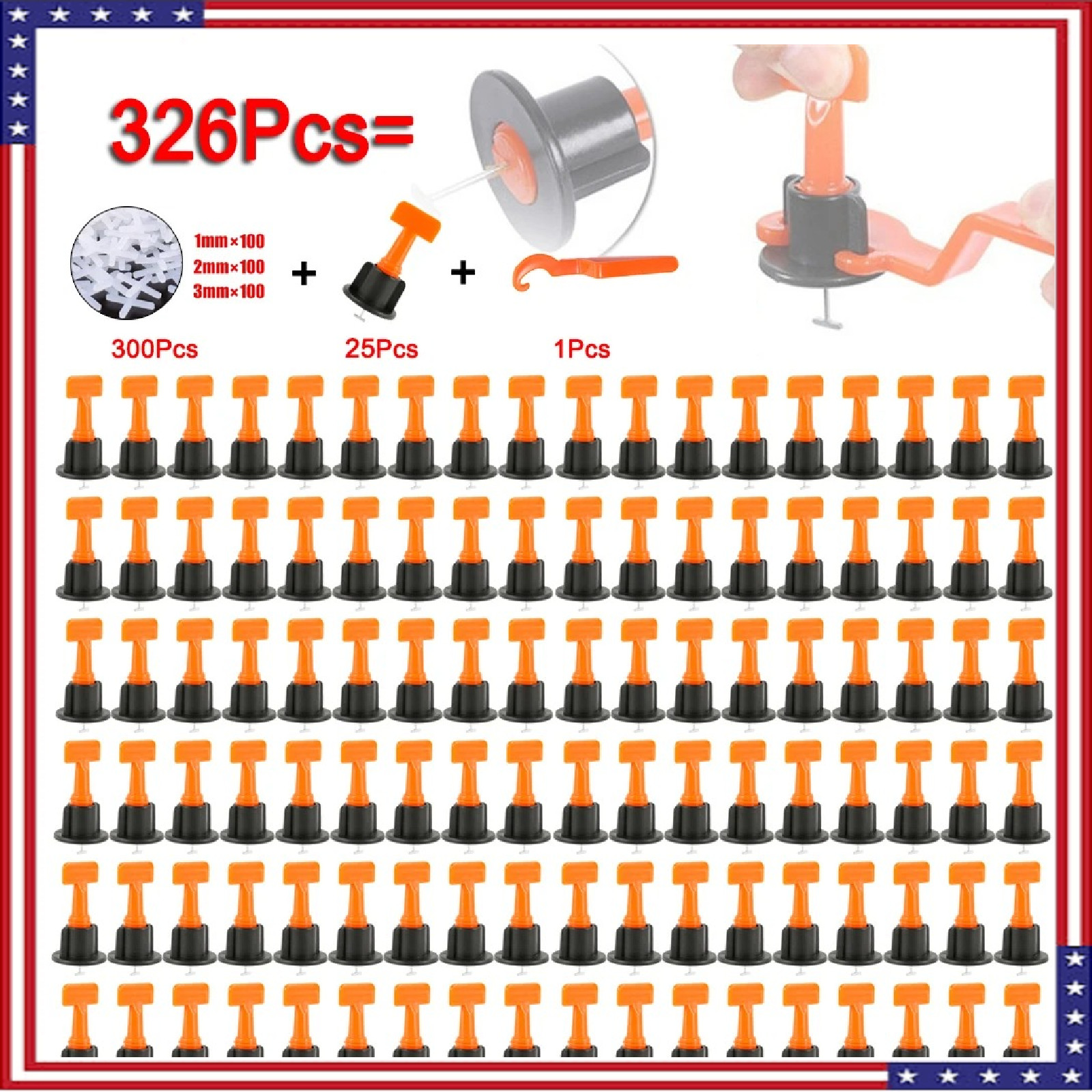 Tile Leveling System 300Pcs Wedges Spacers Plier Floor Wall Tile Alignment Kit