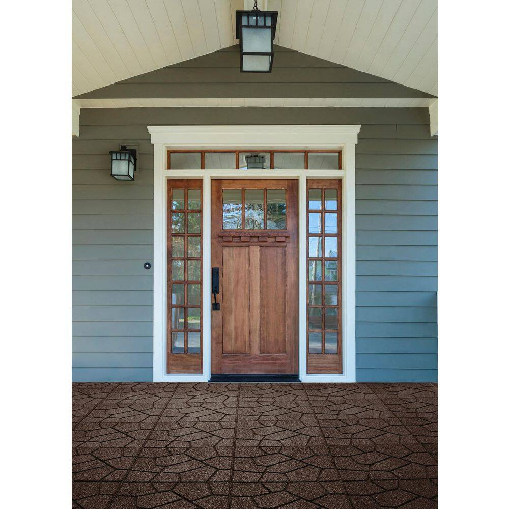 16 In. X 16 In. X 5/8 In. Brown Stone Smartloc Rubber Paver (9-Pack)