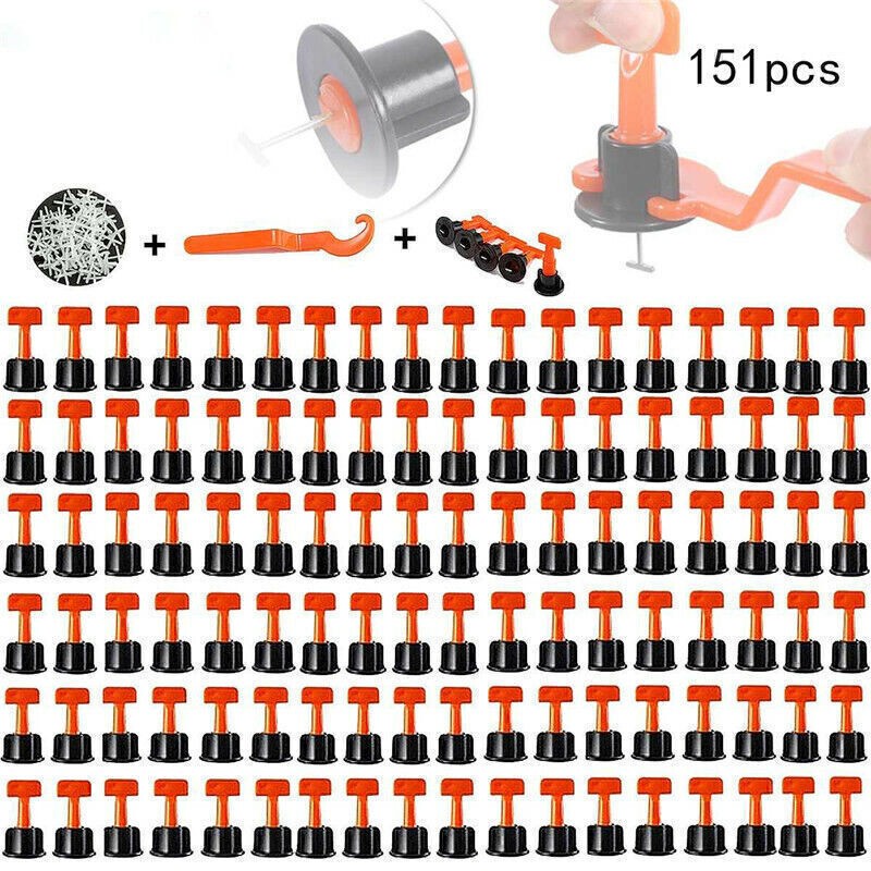 151PCS Tile Leveling System Kit Reusable Flat Locator Spacer Wall Floor Tools