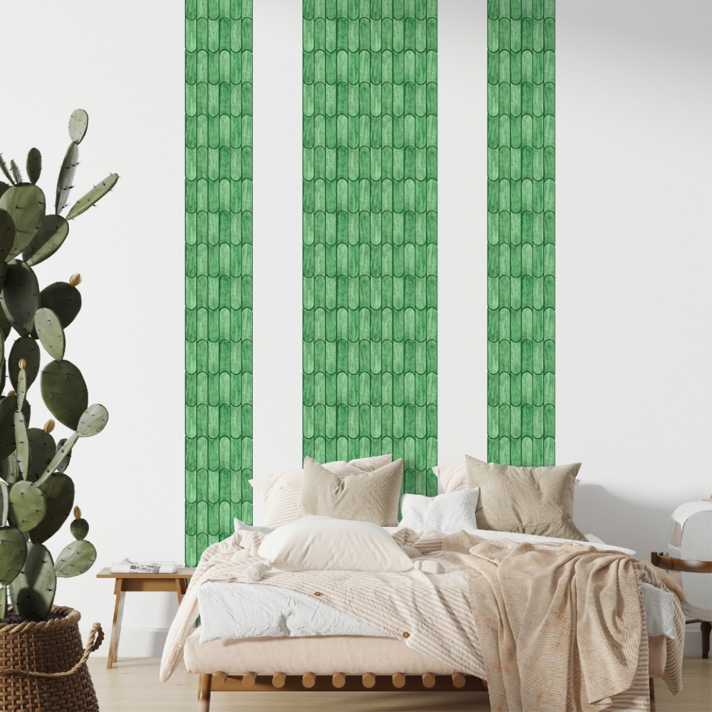 Mosaicowall 3D Diamond Peel and Stick Tiles for Wall Beige and Light Green Stick