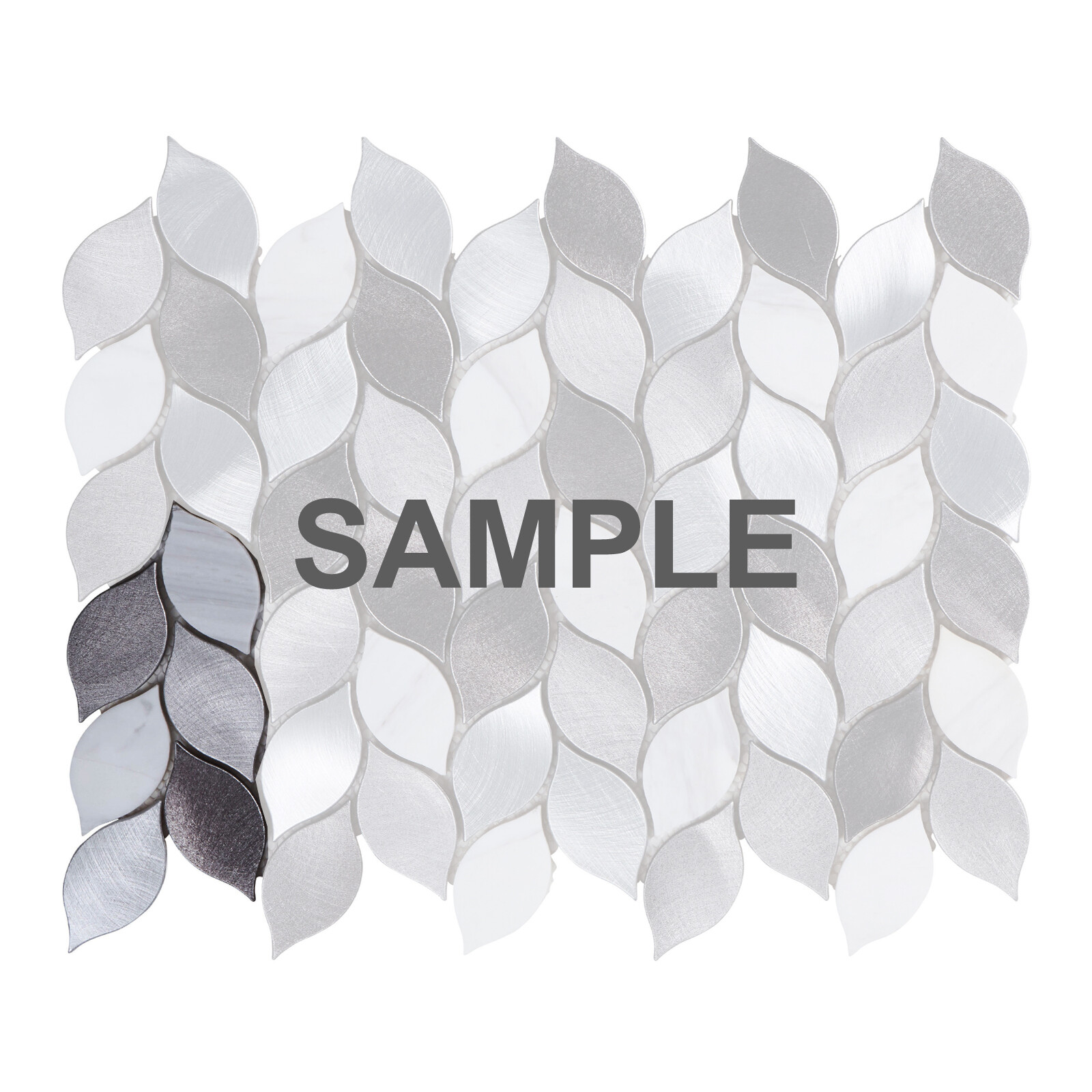 Modern Gray Metallic Blended Natural Stone Leaves Pattern Mosaic Backsplash Tile