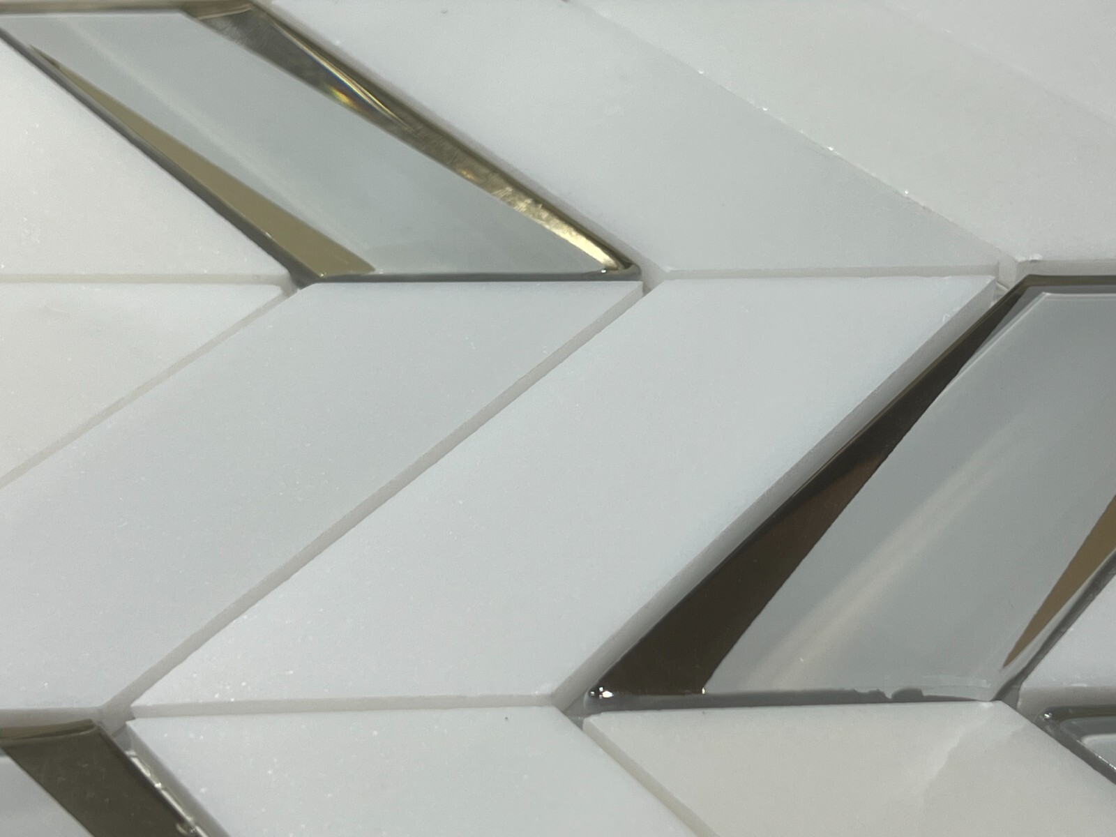 S13 Carrara White/Gold Marble Glass Mosaic Tile Kitchen Bathroom, 7 sheets