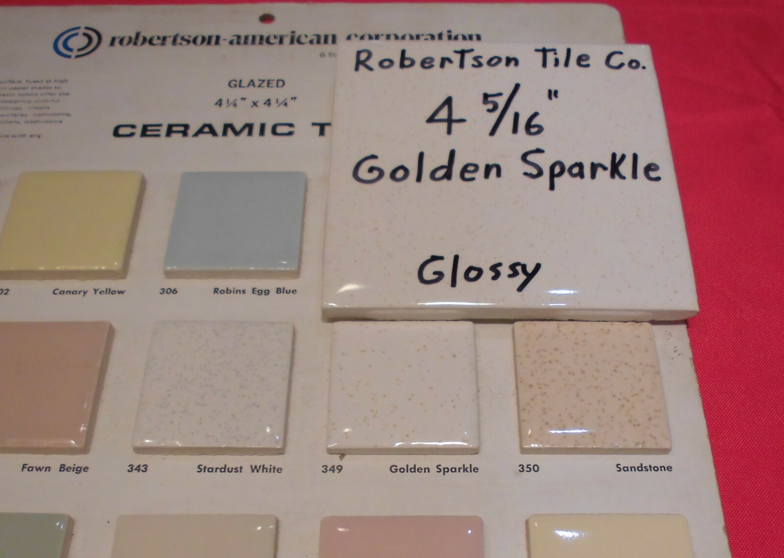 1 pc. Ceramic Tile *Golden Sparkle – Gold Dust* 4-3/8″- 4-5/16″ Robertson Co.