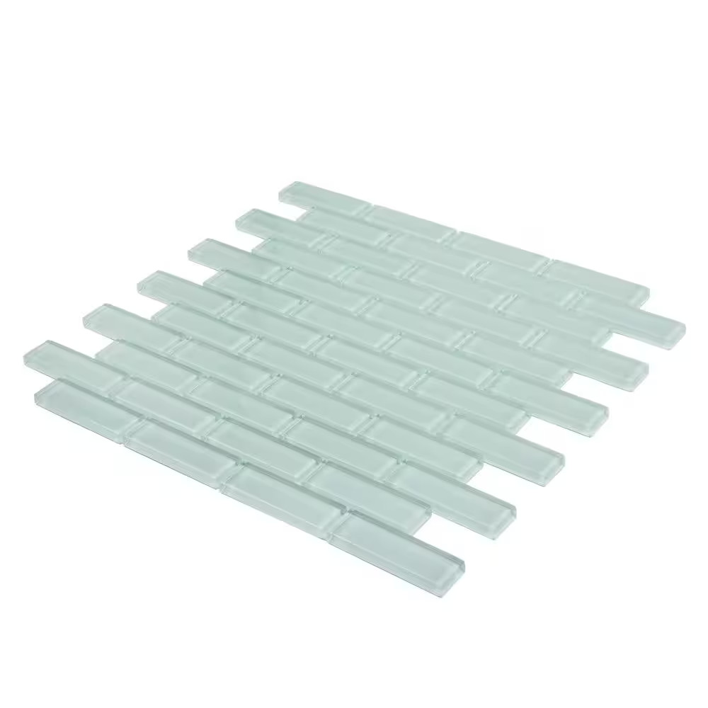 Aqua 11.9 In. X 11.9 In. Polished Glass Mosaic Tile (4.92 Sq. Ft./Case)