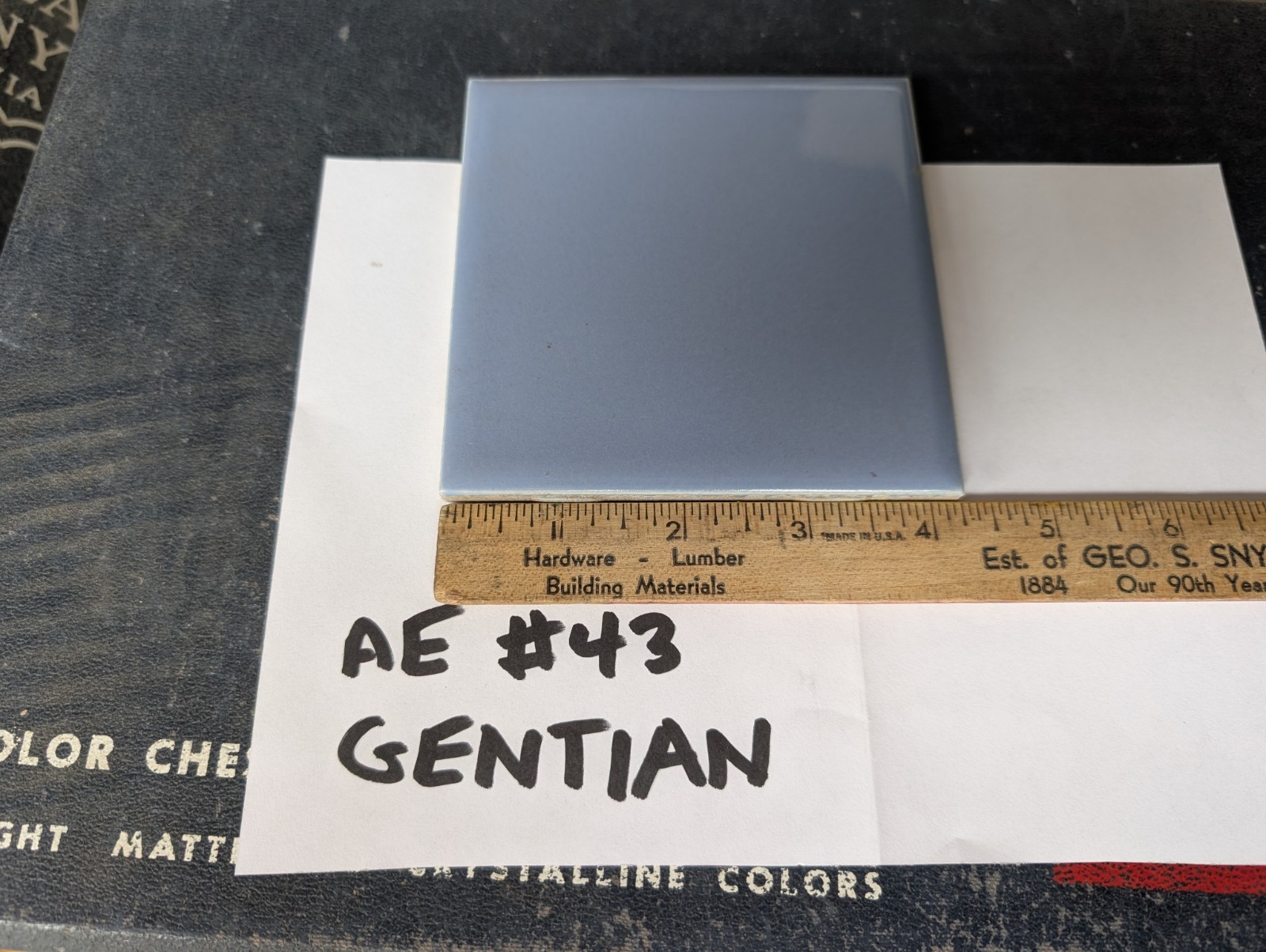 1 pc of American Encaustic Olean Ceramic Tile #43 Gentian 4-1/4″ Square 1950s