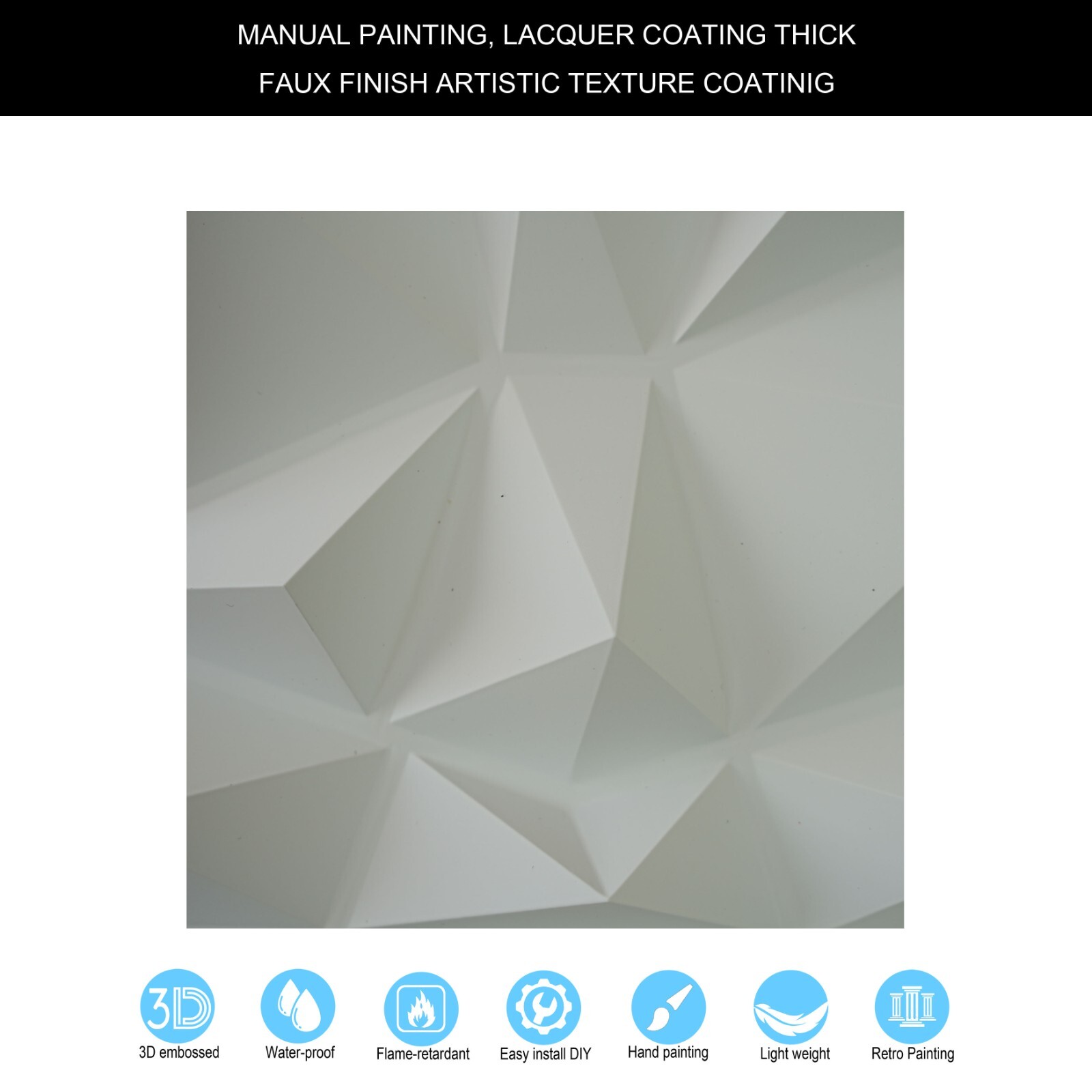 3D Embossed Wall Panels Modern designs Tiles PLM101 White matte 10pcs