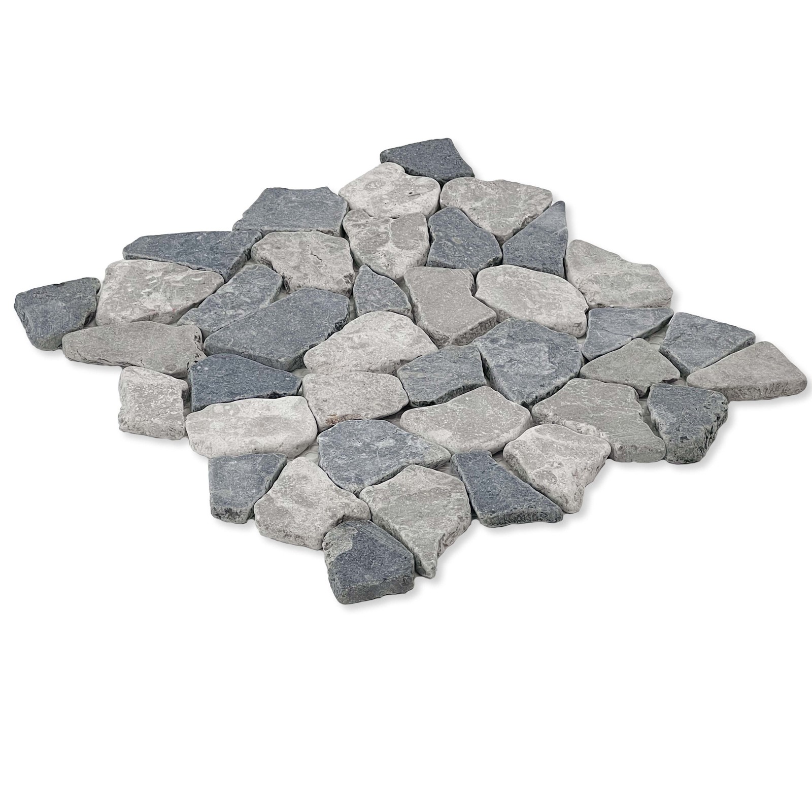 Cruz Bay Studio XR3 Fit Mosaic – 11″ x 11″ Pebble and Rock Floor – Grey Blend