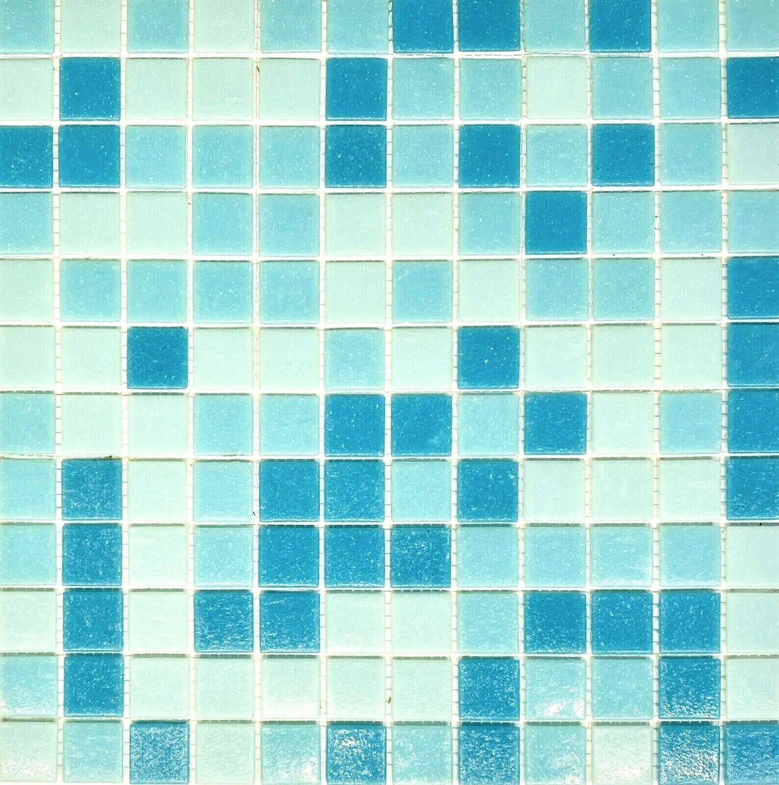 1×1 Pool Blue Spa Glass Mosaic Wall and Floor Tile Pool Backsplash