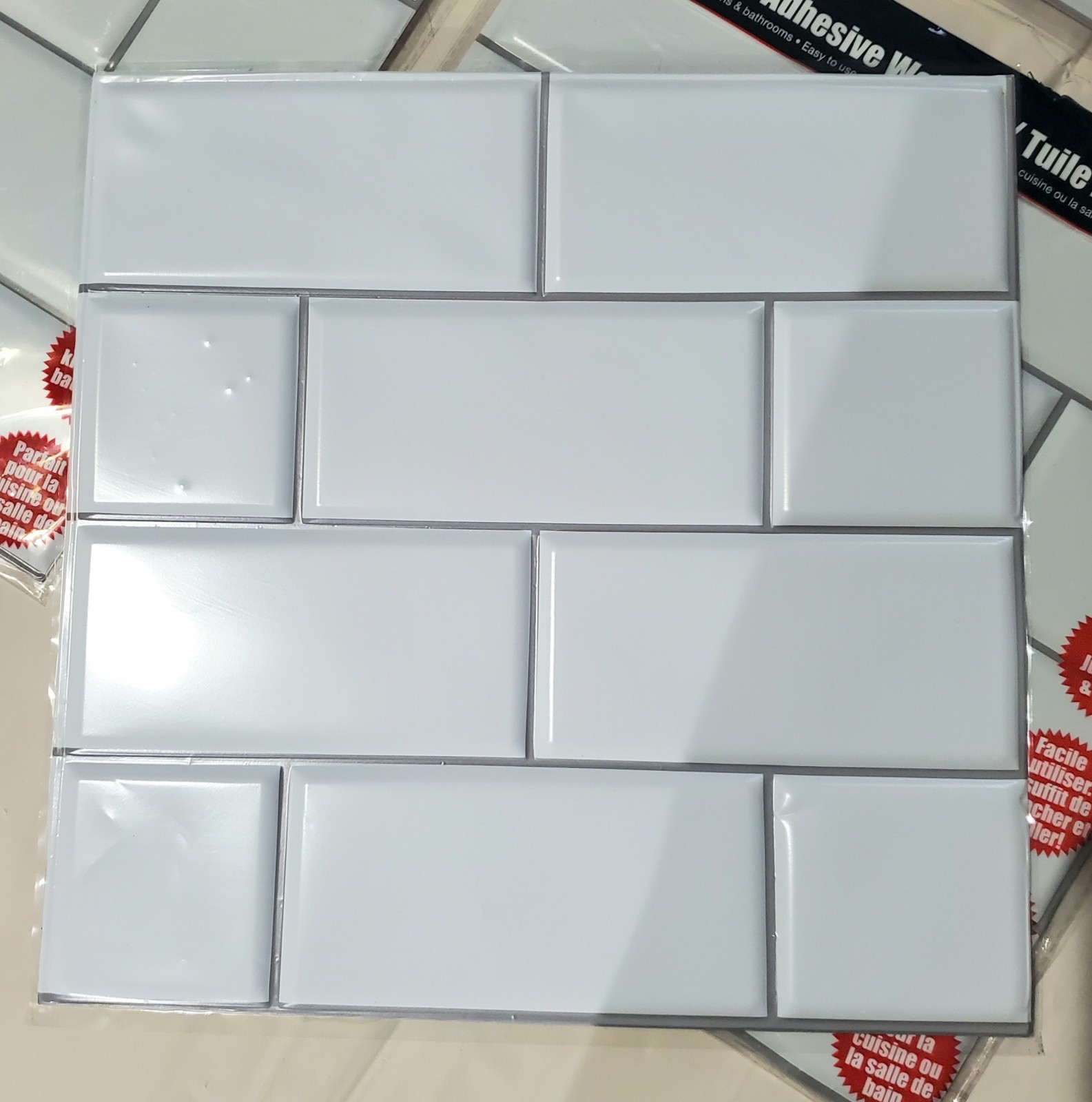 Lot of 8 Self Adhesive Wall 3D White Tiles 12″ X 12″