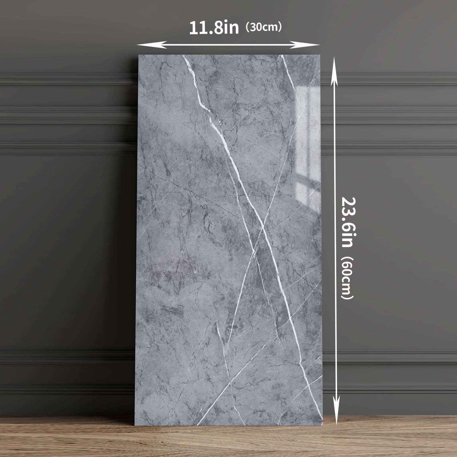 Haimin Wall Panels Peel and Stick 10 Pieces 23.6 x 11.8 inches, Gray-YSH
