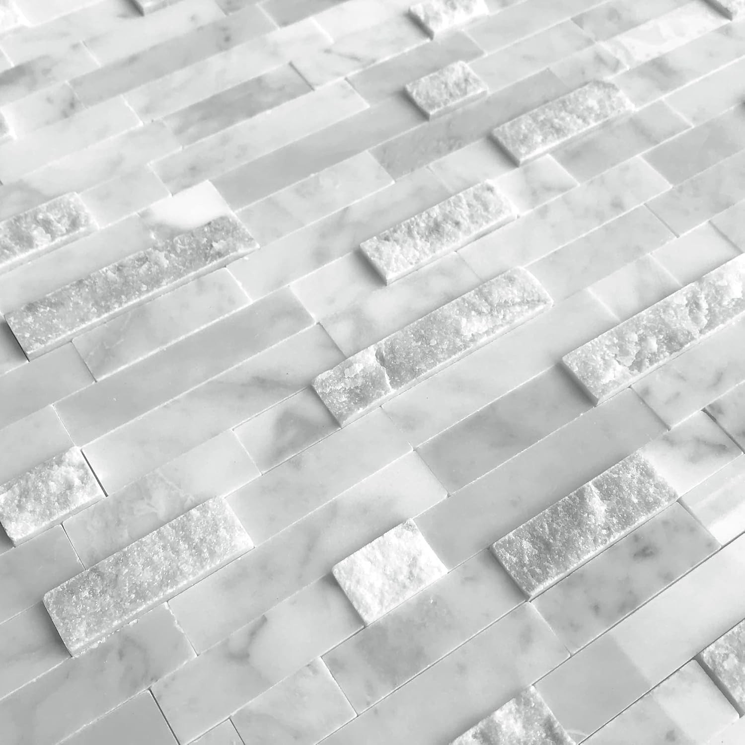 SUNWINGS 5-Sheet Peel and Stick Mosaic Natural 3D Stone Self Adhesive Marble Til