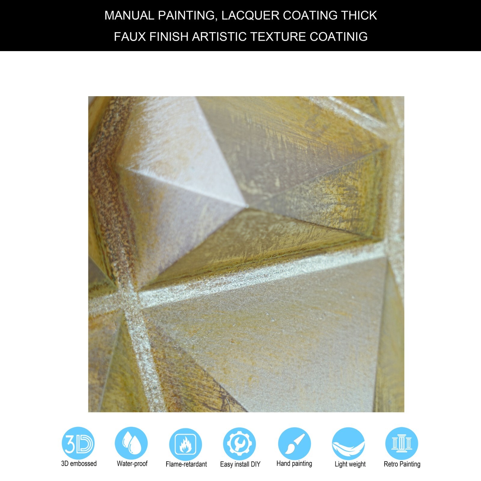 PVC Faux Tin Painting Tile Aged Artwork Panels PLM101 Golden 10pcs PAINTSDECOR