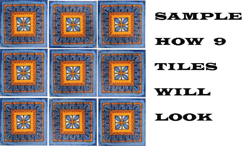 #C034) Mexican Tile sample Ceramic Handmade 4×4 inch, GET MANY AS YOU NEED !!