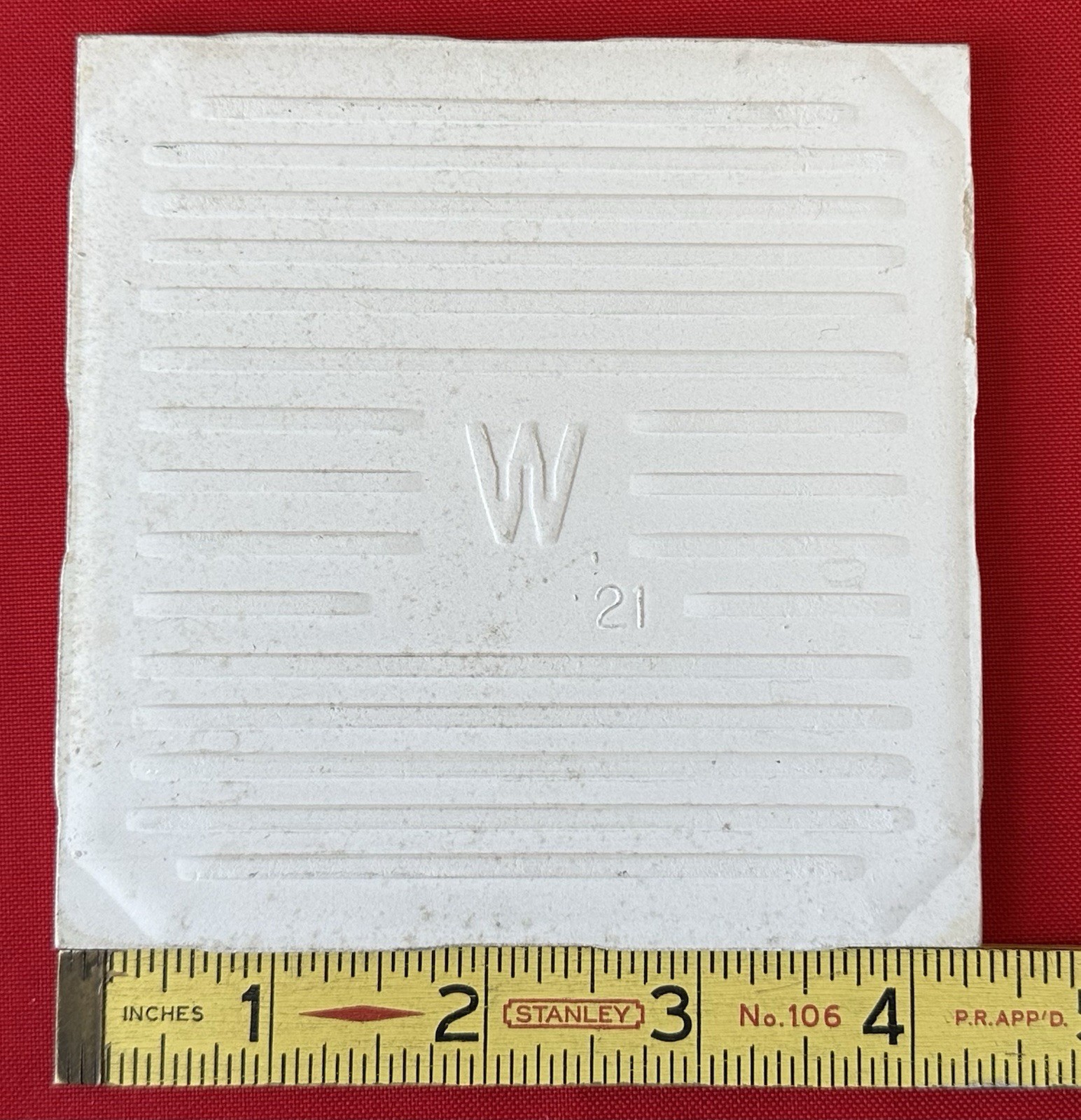 1 pc. Light-Pinkest-Tan: 4-5/16″ Glossy Ceramic Tile: Wenczel Co. New Old Stock