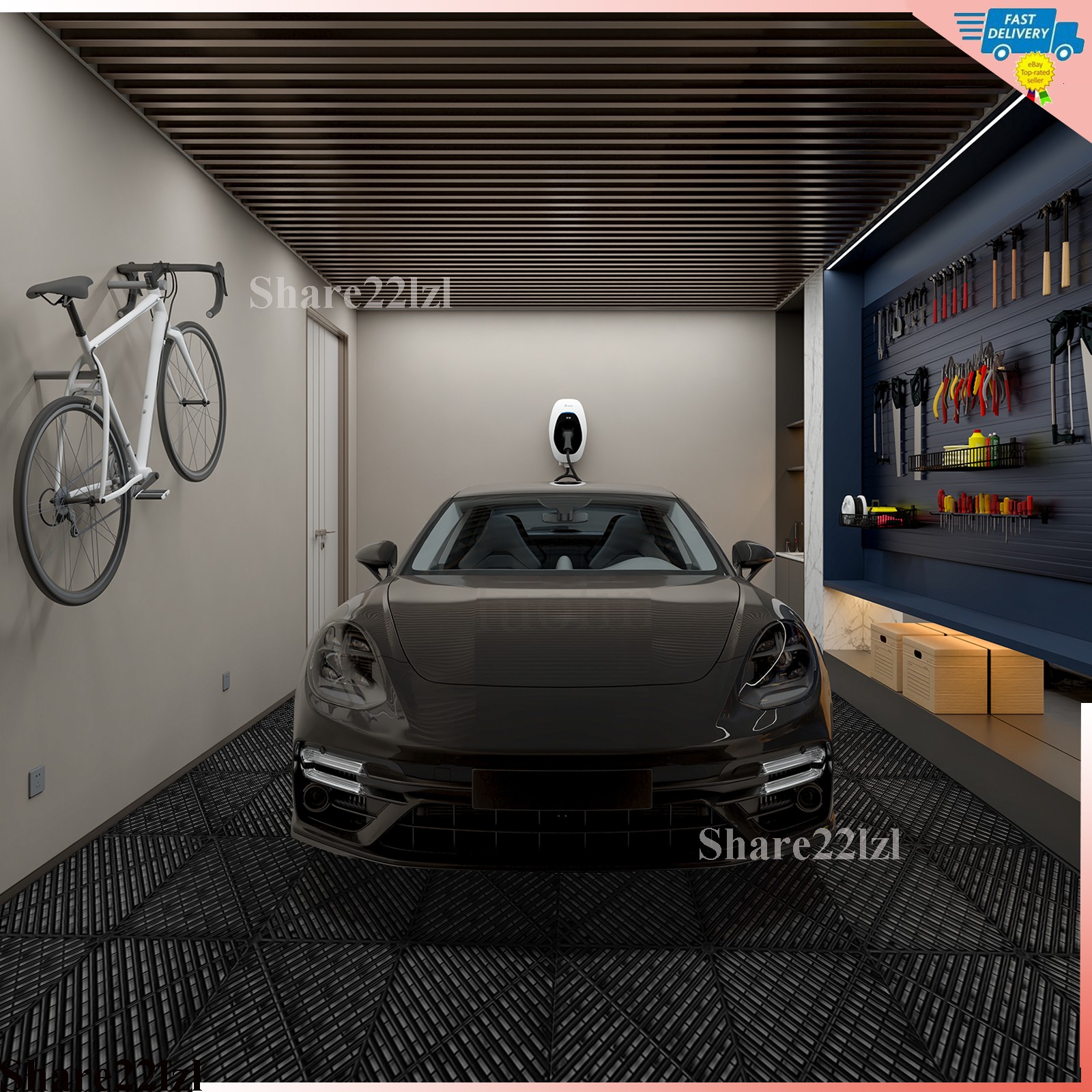 Garage Floor Tiles Interlocking Flooring Tiles 15.75×15.75”/ 40 x 40 cm 25Packs