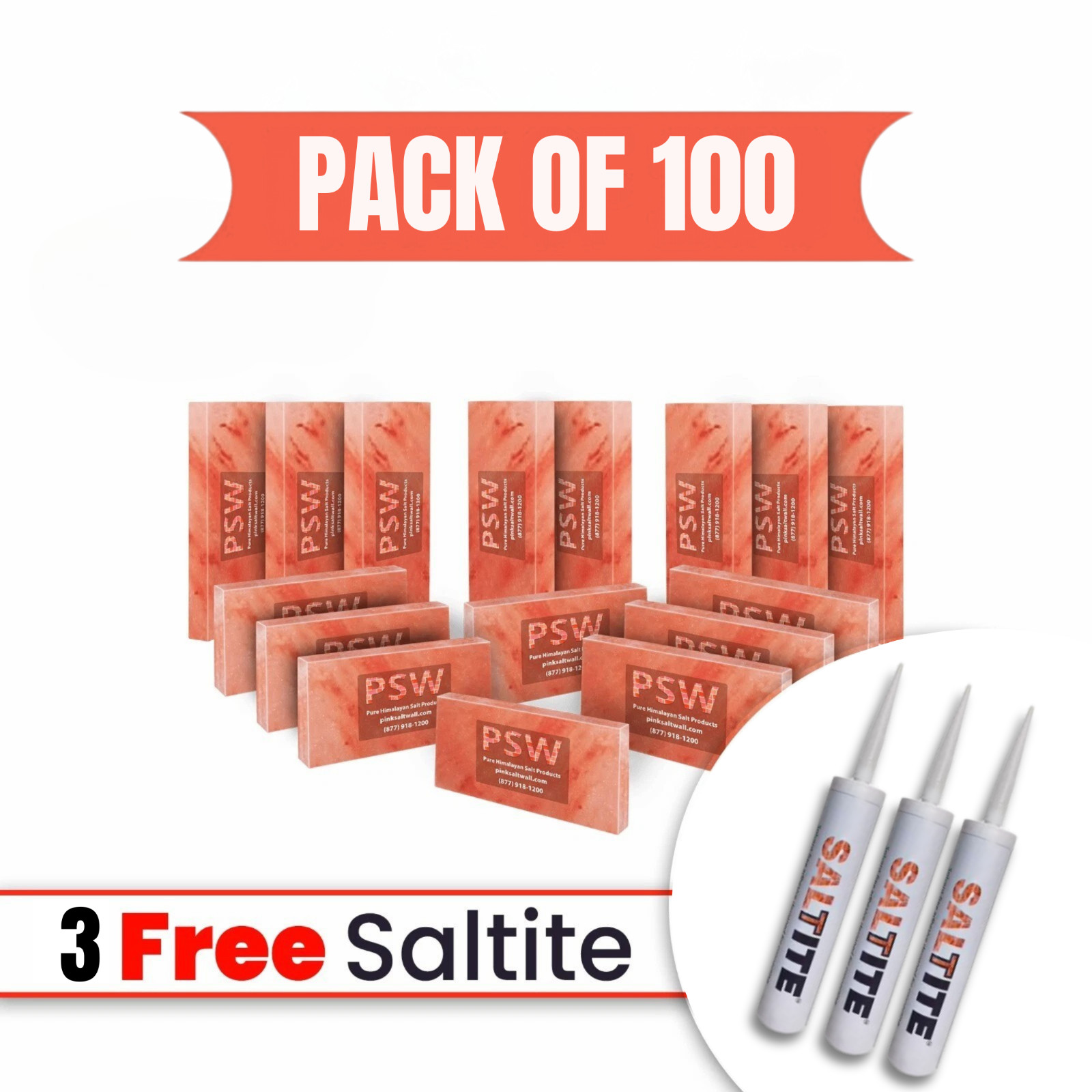 Himalayan Salt Tiles 8x4x1 for Sauna Wall – Pink, Multi-Pack + Free Salt Glue