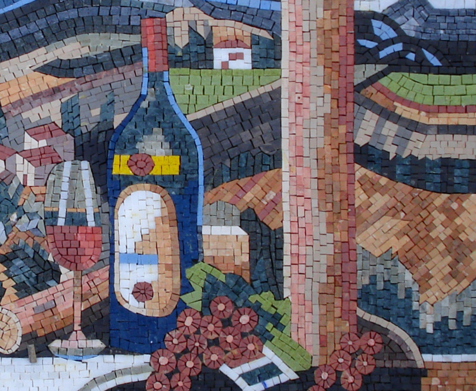 BK003 Picnic Overlooking the Countryside Mural Mosaic