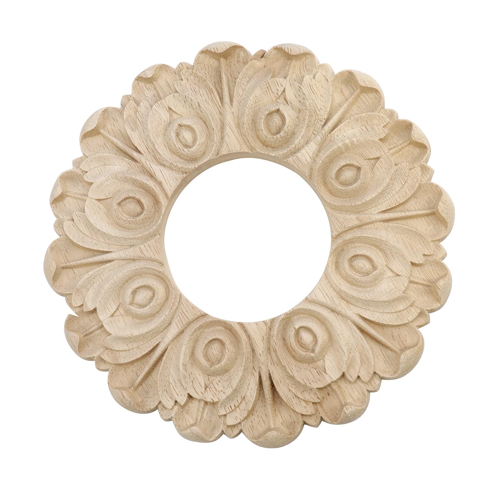 Antrader Ceiling Medallion,Home 3.1″ ID x 7.9″ OD-style 3, Wood Color