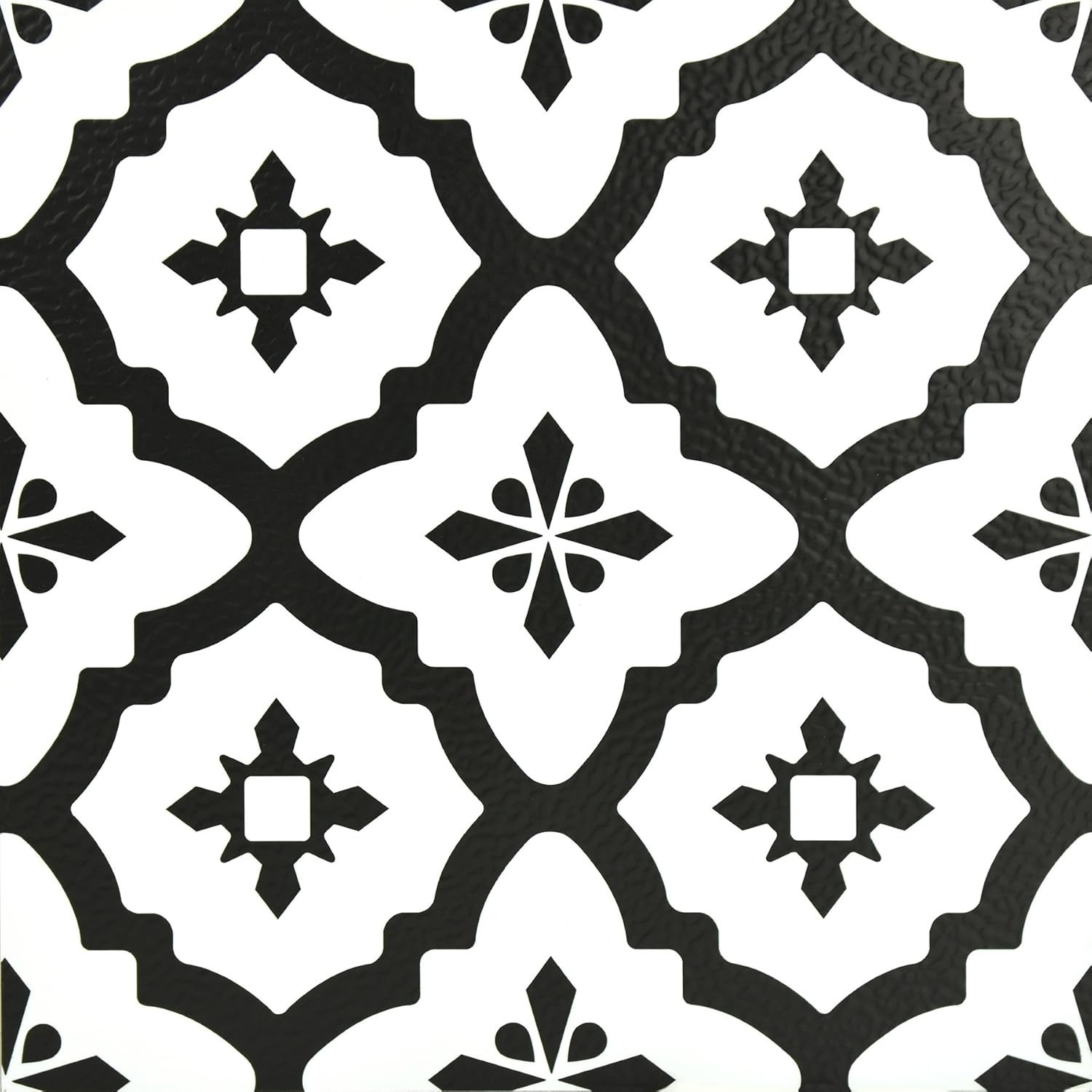 Comet Peel & Stick Vinyl Tiles, Black Geometric 12×12, Water-Resistant Pack o…