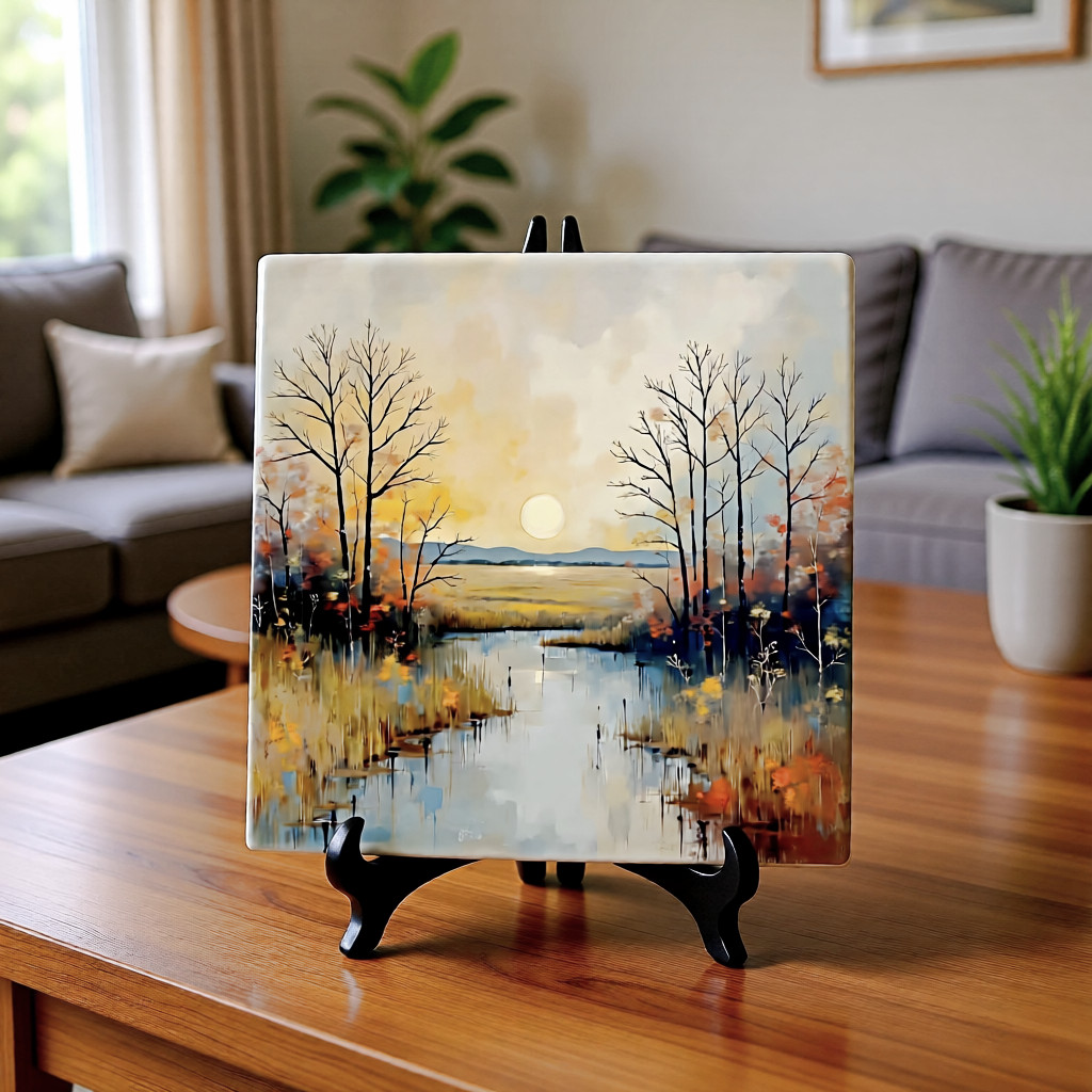 Landscape Ceramic Tile 3 sizes Trees Fall Autumn Printed in US