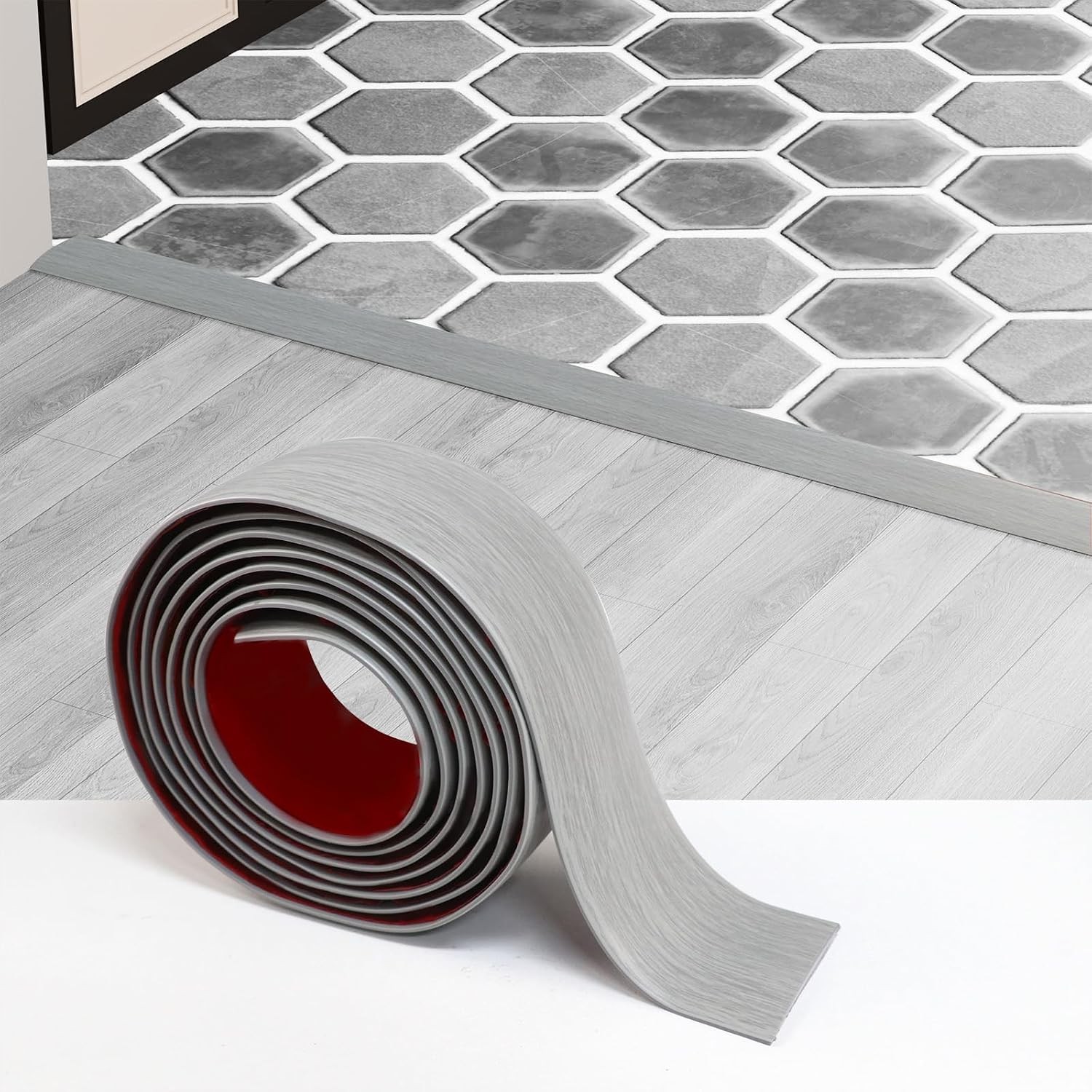 Floor Transition Strip for Carpet to Tile, Greyish, 10′ x 1.57″ |