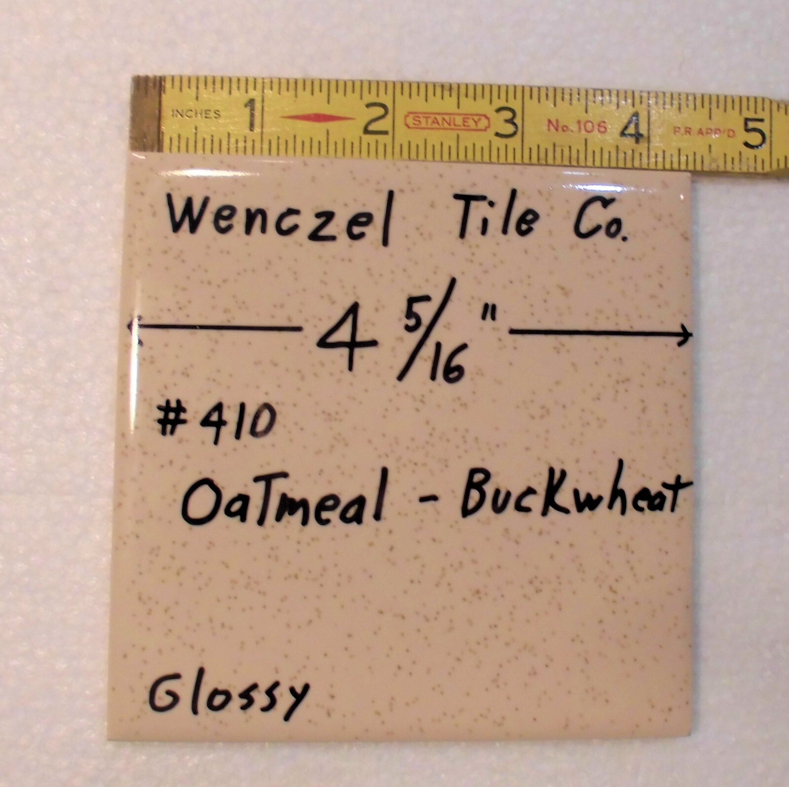 1 pc. Oatmeal – Buckwheat: Glossy Ceramic Tile by Wenczel Tile Co. 4-5/16″